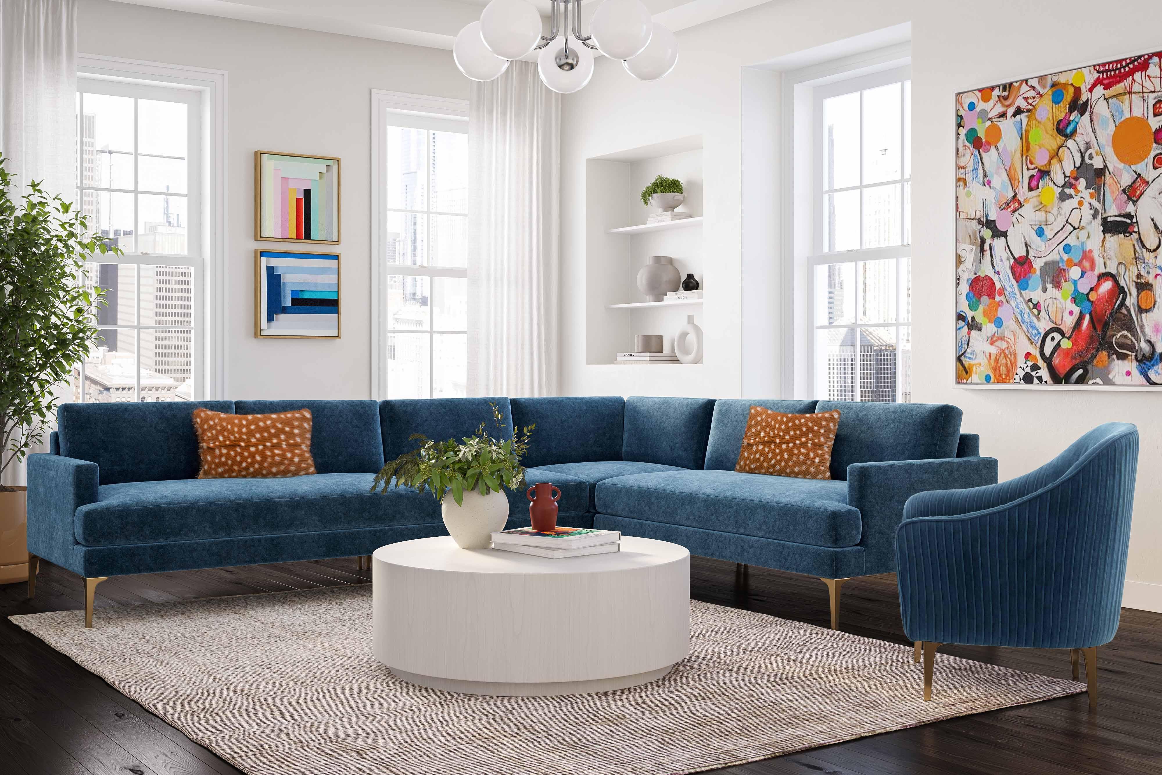 Serena Velvet Large L-Sectional - Image 8