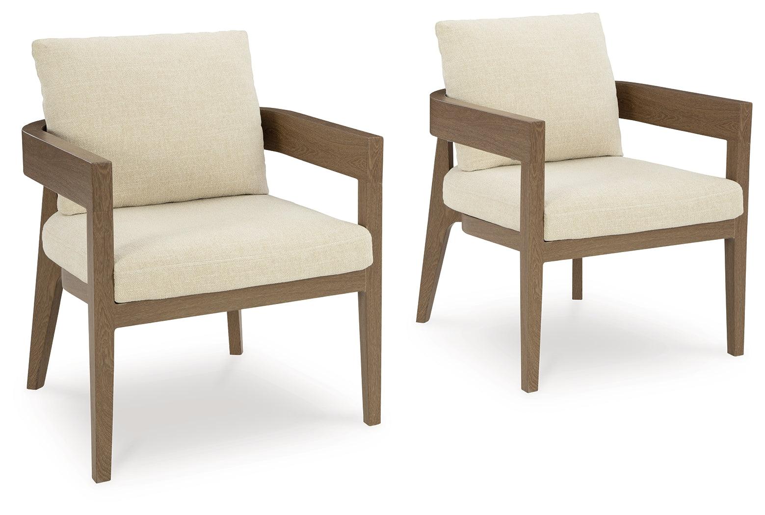 Serene Bay Dark Brown/White Outdoor Dining Arm Chair with Cushion - Image 2