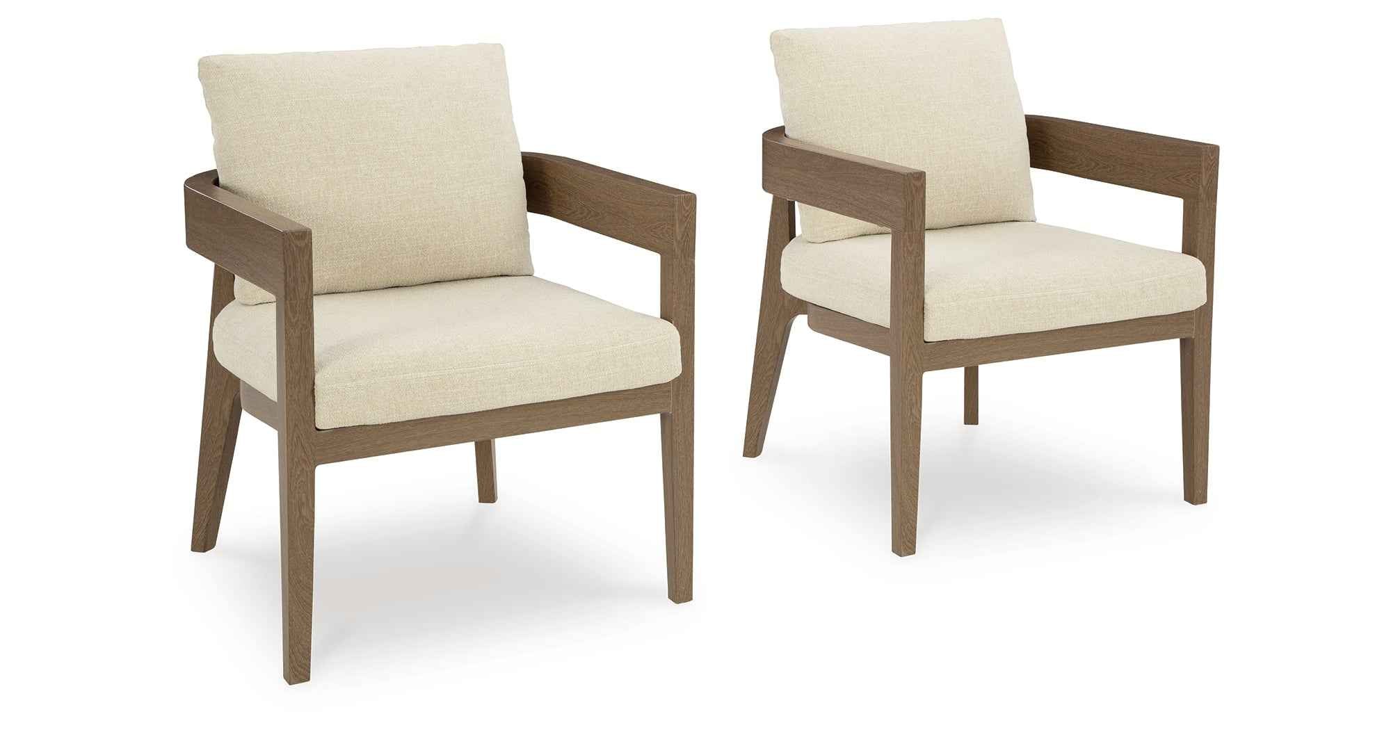 Serene Bay Dark Brown/White Outdoor Dining Arm Chair with Cushion - Image 11