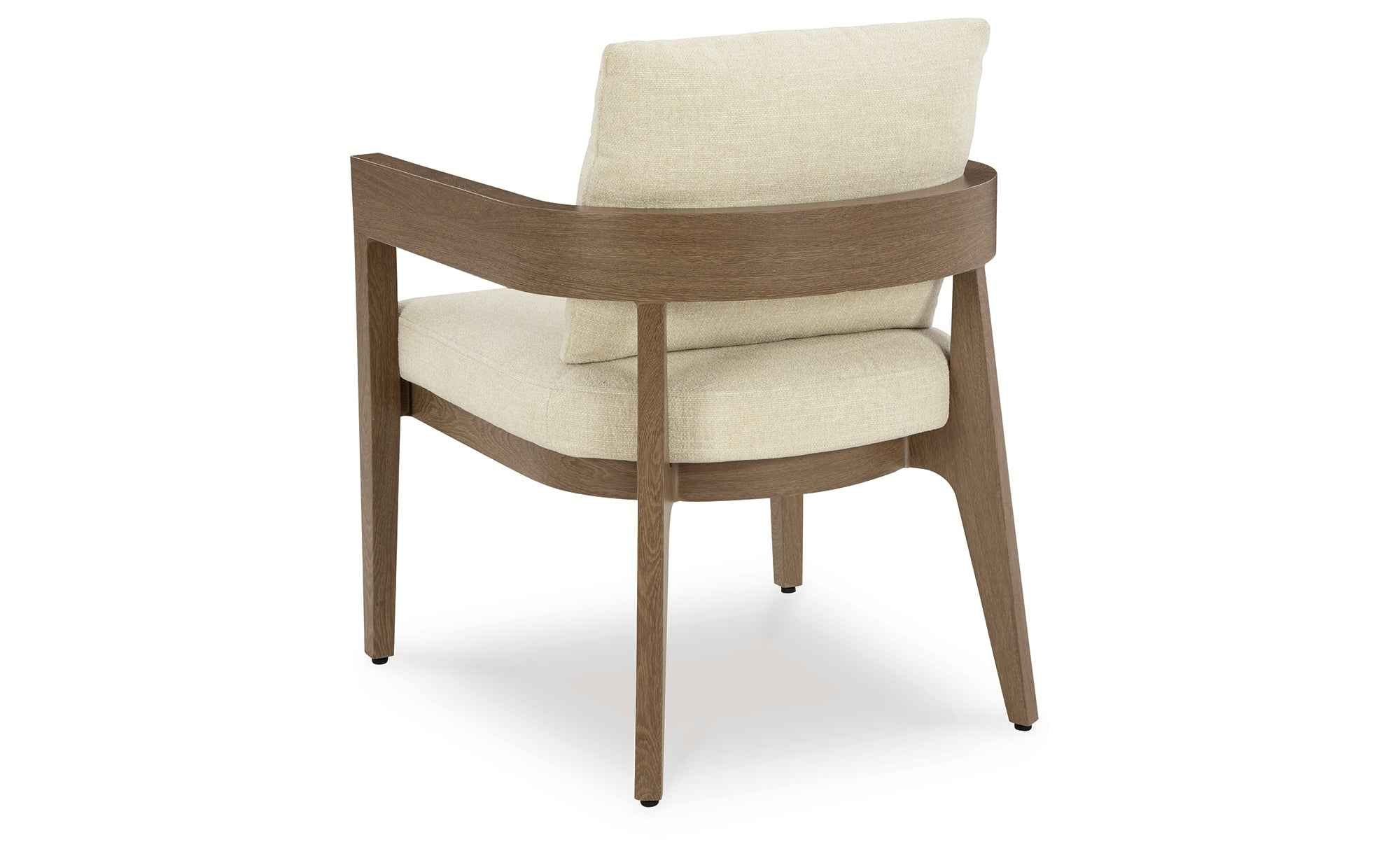 Serene Bay Dark Brown/White Outdoor Dining Arm Chair with Cushion - Image 15