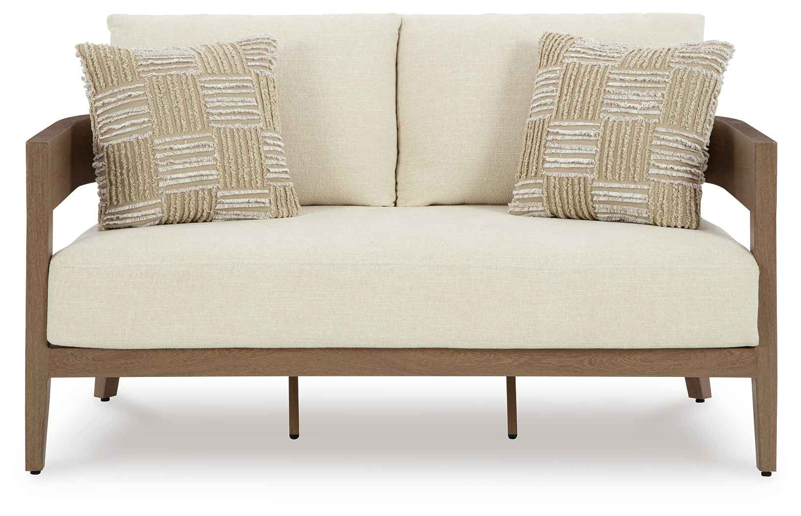 Serene Bay Dark Brown/White Outdoor Sofa and Loveseat - Image 2