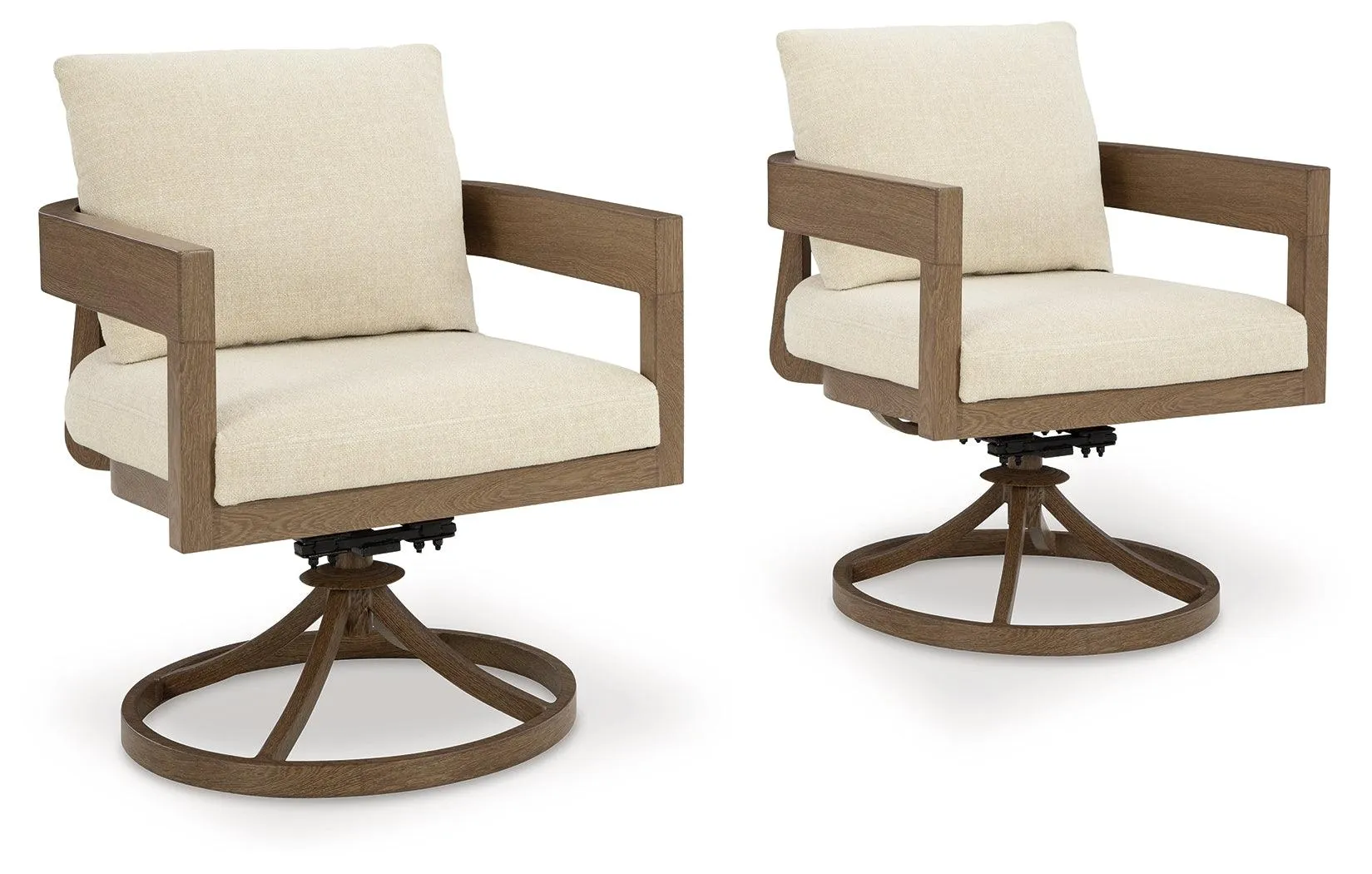 Serene Bay Dark Brown/White Outdoor Swivel Dining Chair with Cushion - Image 4