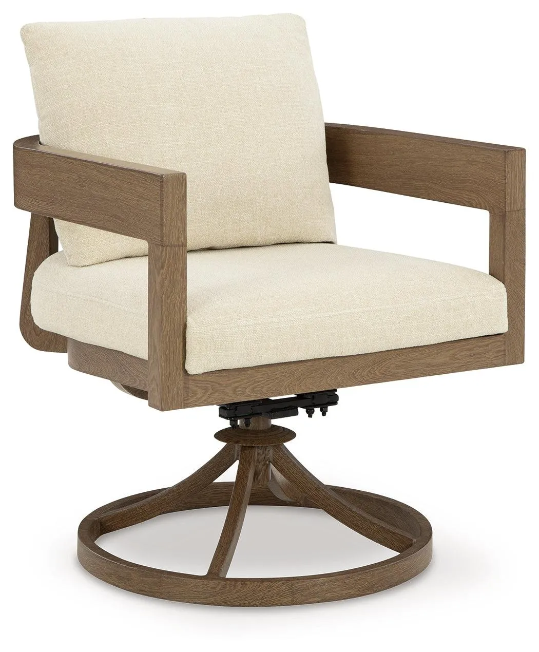 Serene Bay Dark Brown/White Outdoor Swivel Dining Chair with Cushion - Image 5