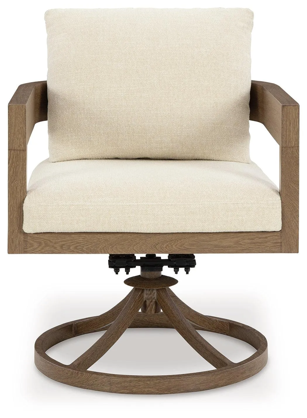 Serene Bay Dark Brown/White Outdoor Swivel Dining Chair with Cushion - Image 6