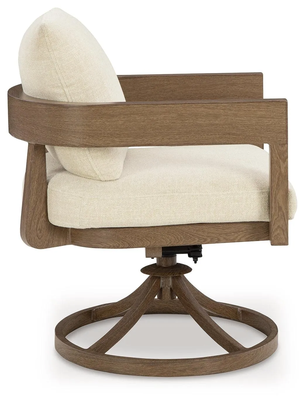 Serene Bay Dark Brown/White Outdoor Swivel Dining Chair with Cushion - Image 7