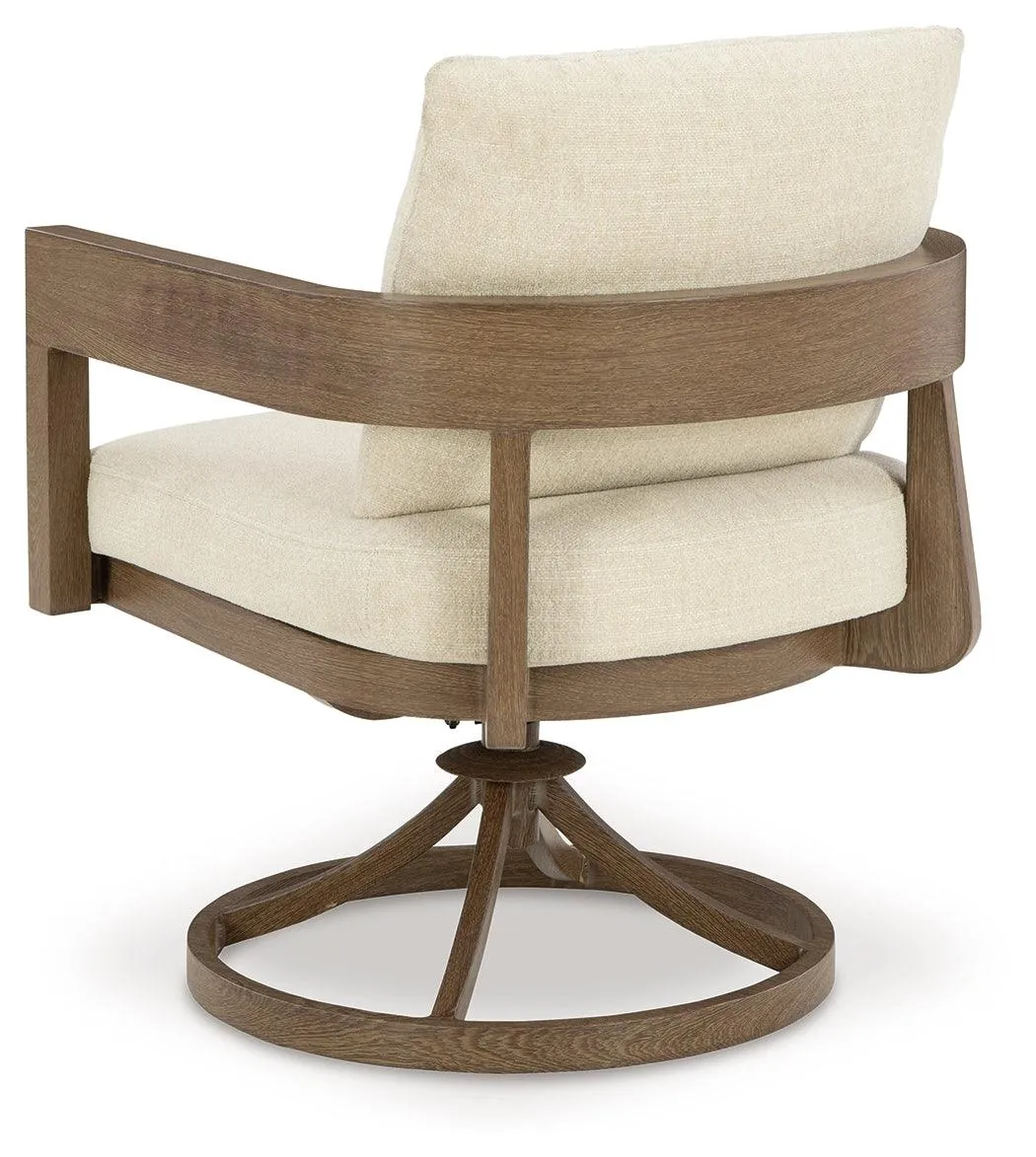 Serene Bay Dark Brown/White Outdoor Swivel Dining Chair with Cushion - Image 8