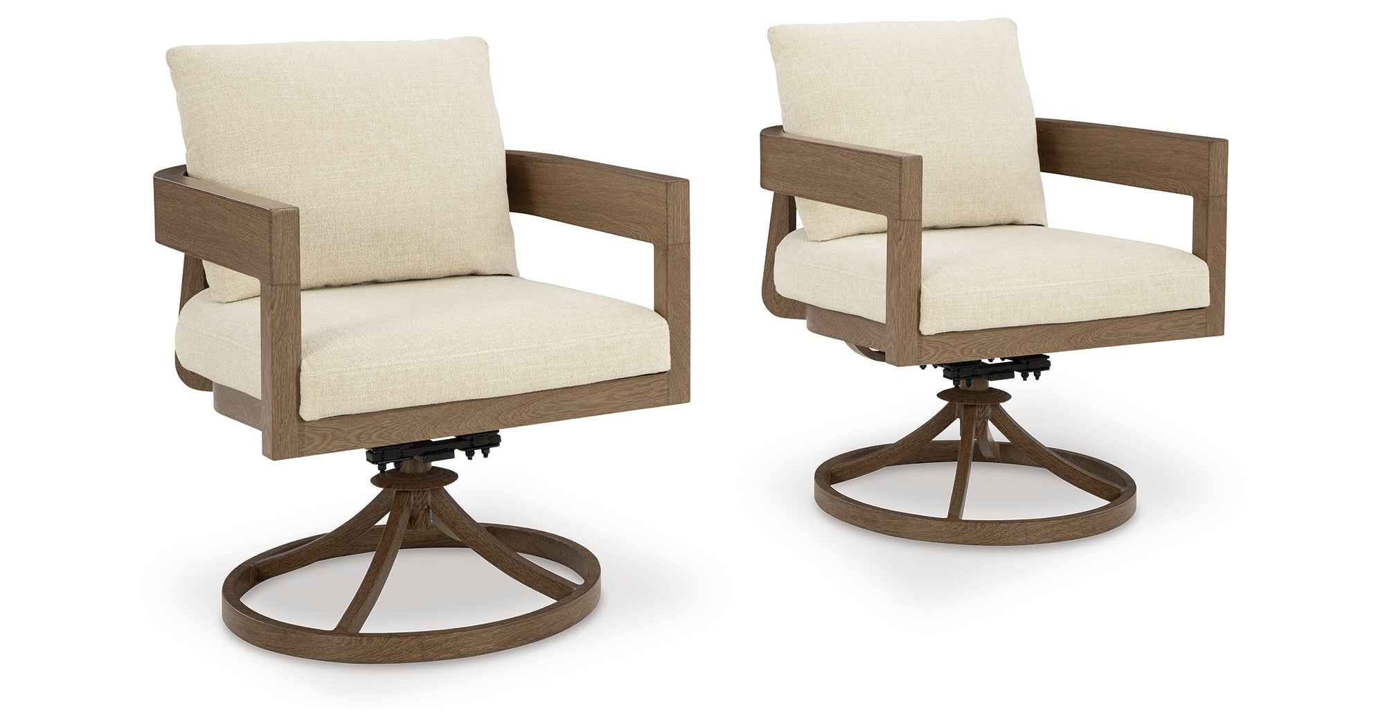 Serene Bay Dark Brown/White Outdoor Swivel Dining Chair with Cushion - Image 12