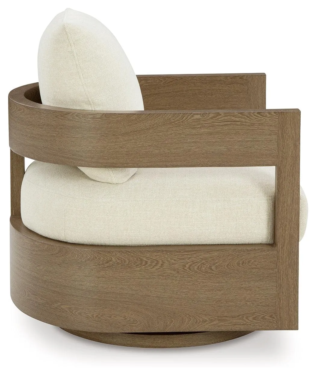 Serene Bay Dark Brown/White Outdoor Swivel Glider Chair with Cushion - Image 6