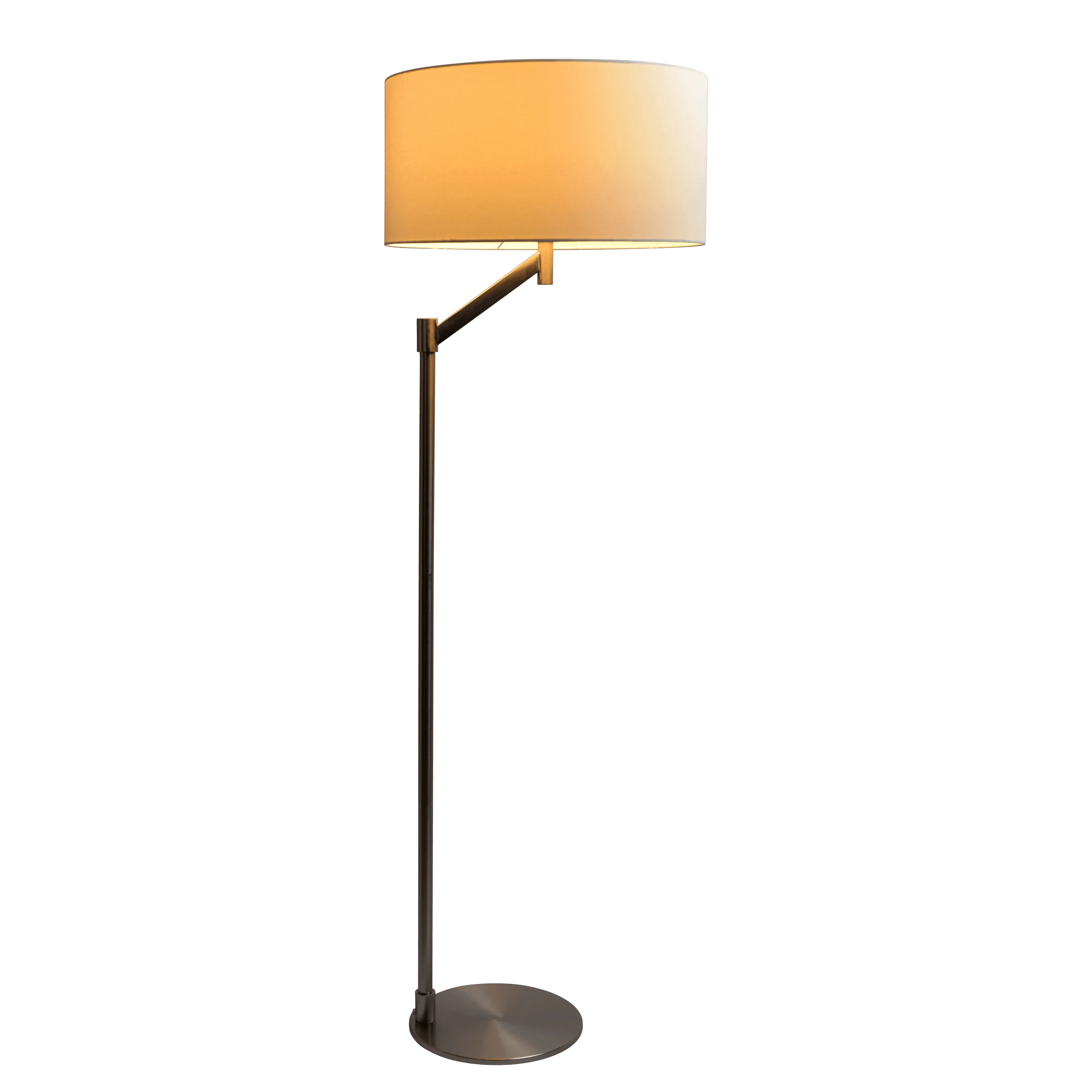 Serene Brushed Nickel Floor Lamp with Rotary Switch Metal Base White Linen Shade - Image 3