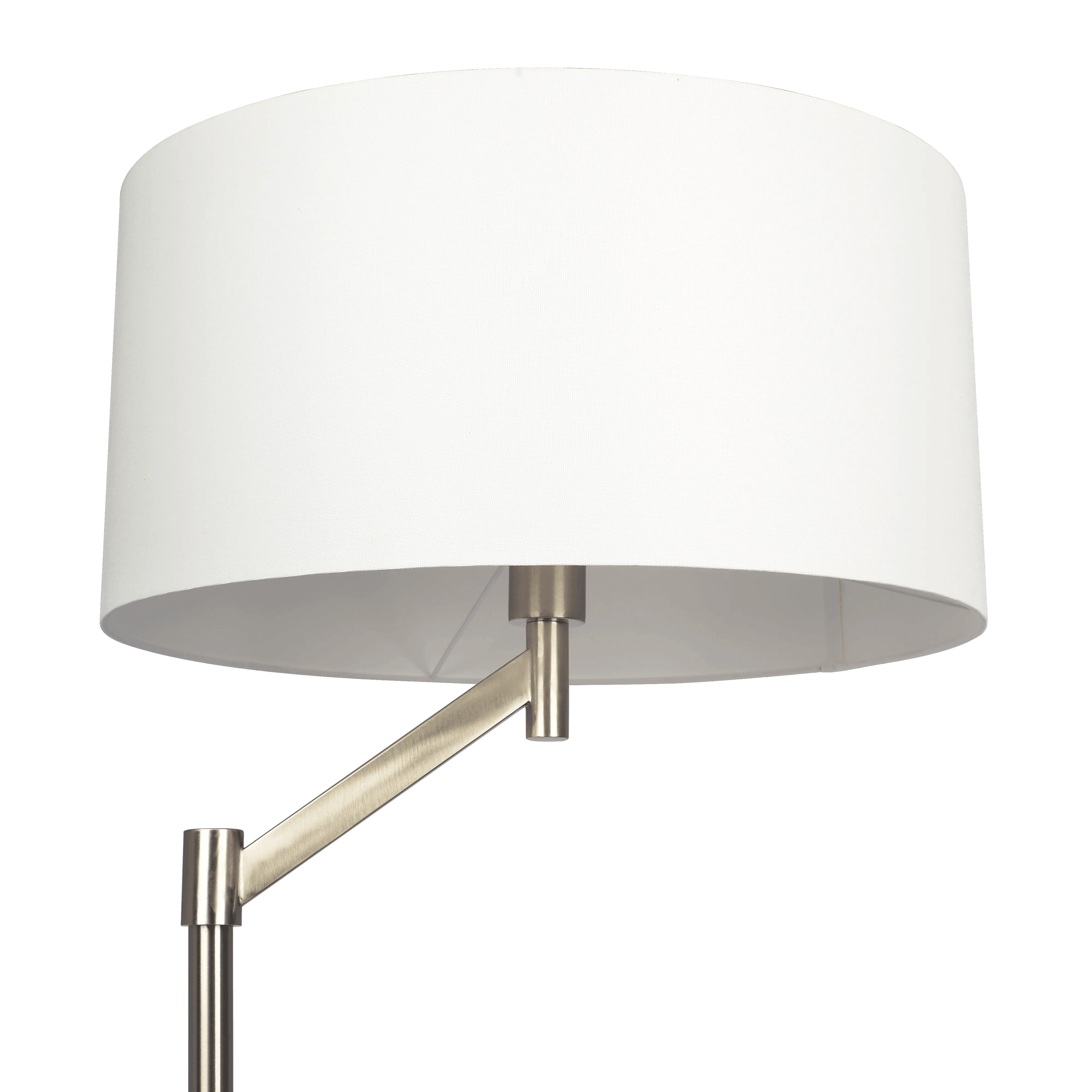 Serene Brushed Nickel Floor Lamp with Rotary Switch Metal Base White Linen Shade - Image 4