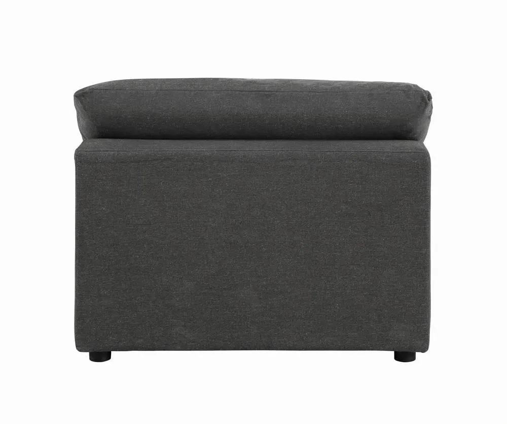 Serene Charcoal Upholstered Armless Chair - Image 3