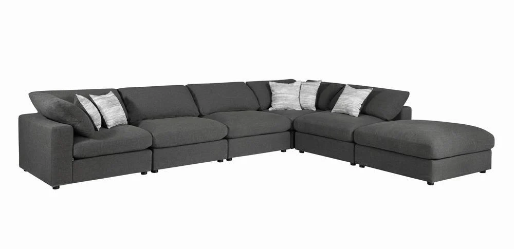 Serene Charcoal Upholstered Rectangular Ottoman - Image 4