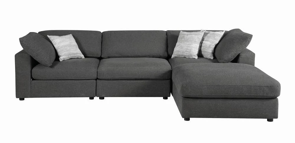Serene Charcoal Upholstered Rectangular Ottoman - Image 5