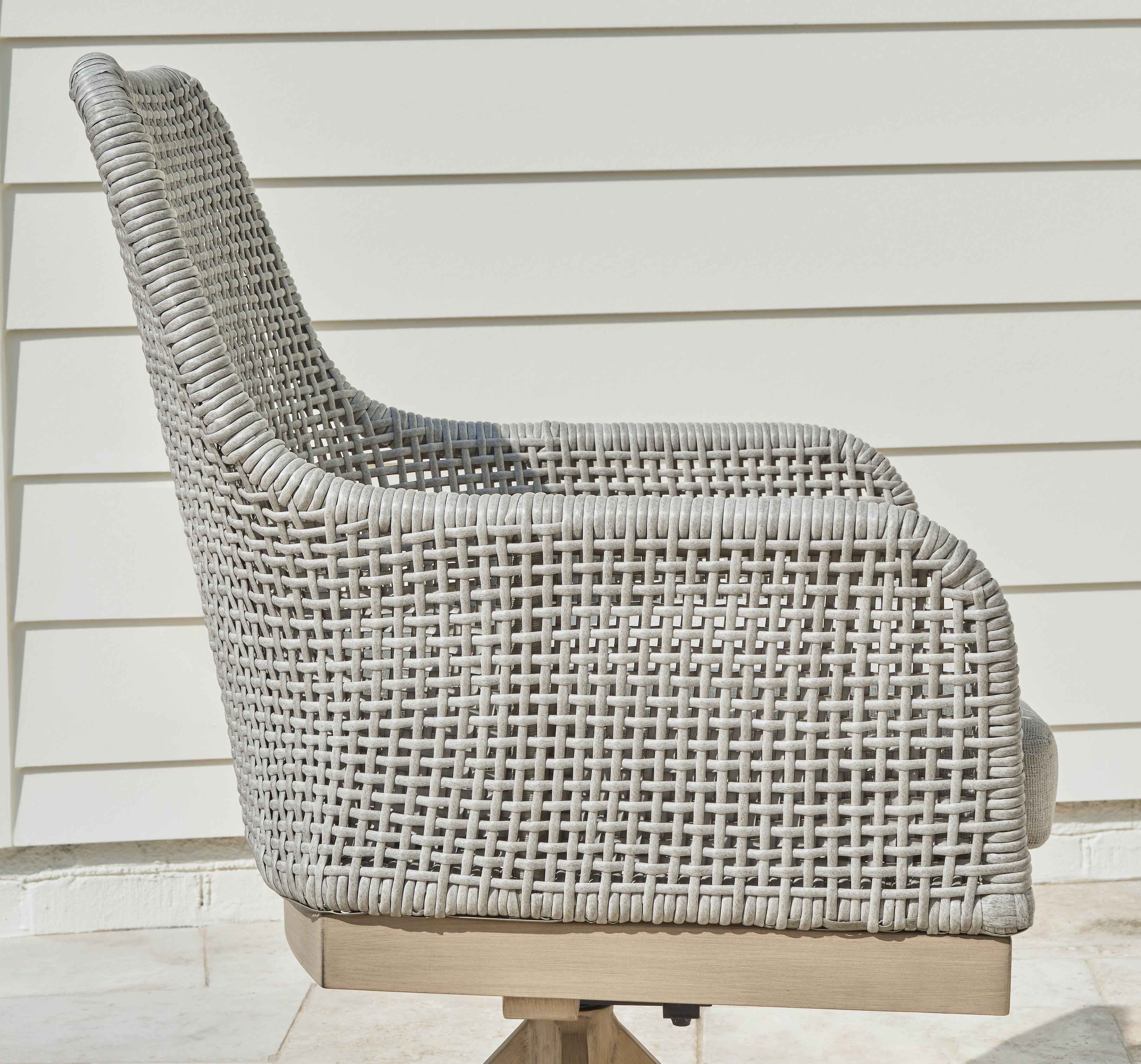 Seton Creek Gray Outdoor Swivel Dining Chair - Image 8