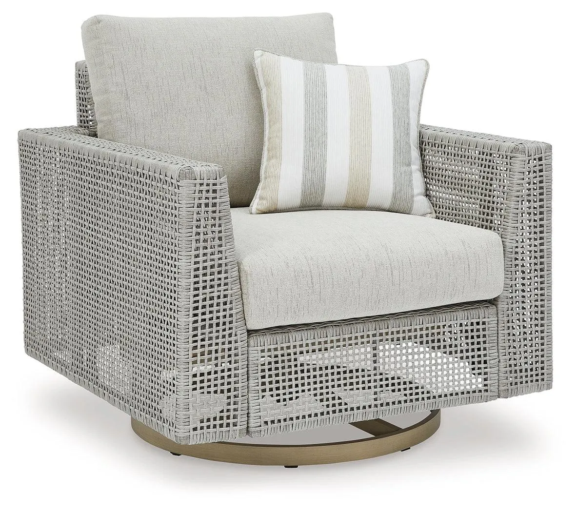 Seton Creek Gray Outdoor Swivel Lounge with Cushion - Image 2