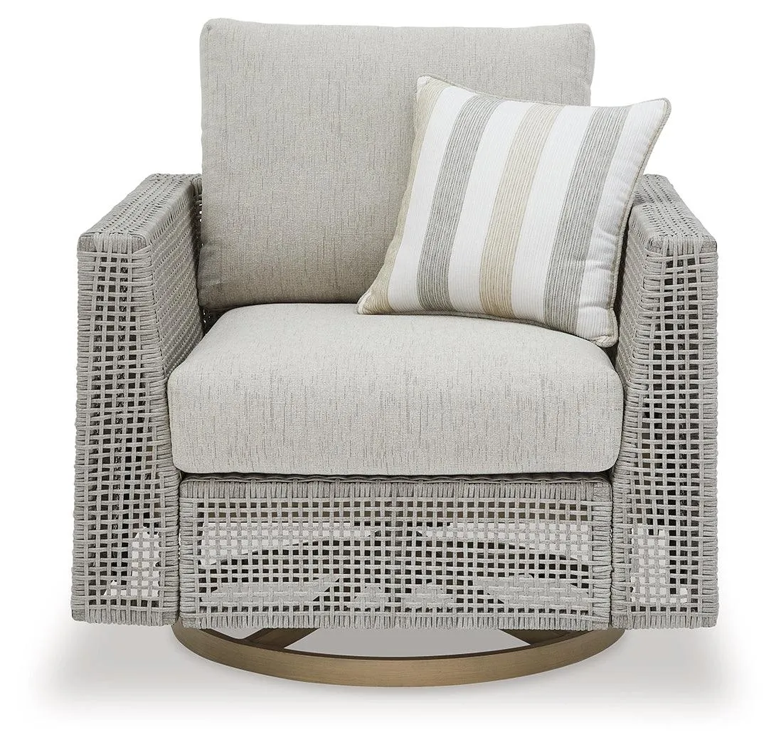 Seton Creek Gray Outdoor Swivel Lounge with Cushion - Image 3