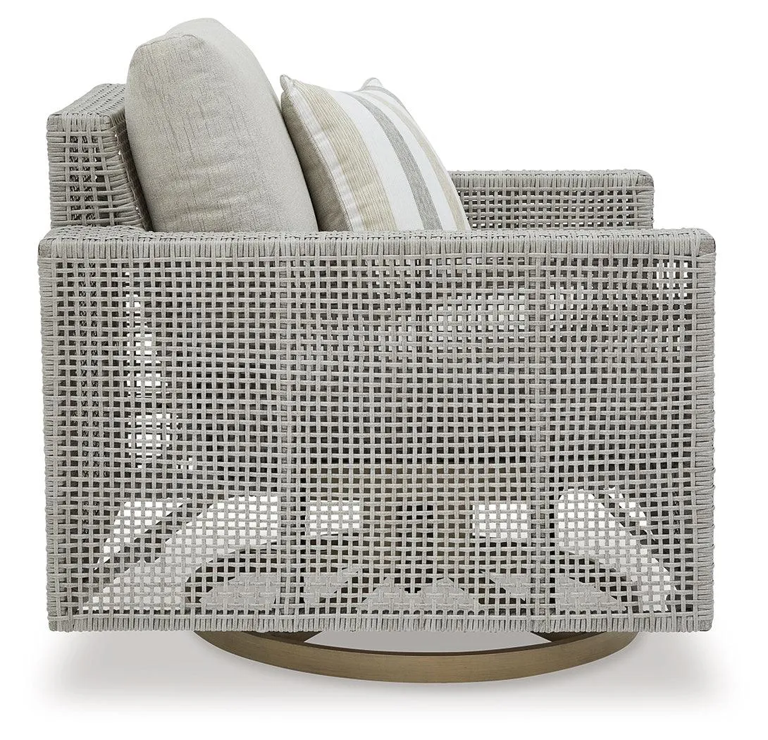 Seton Creek Gray Outdoor Swivel Lounge with Cushion - Image 4