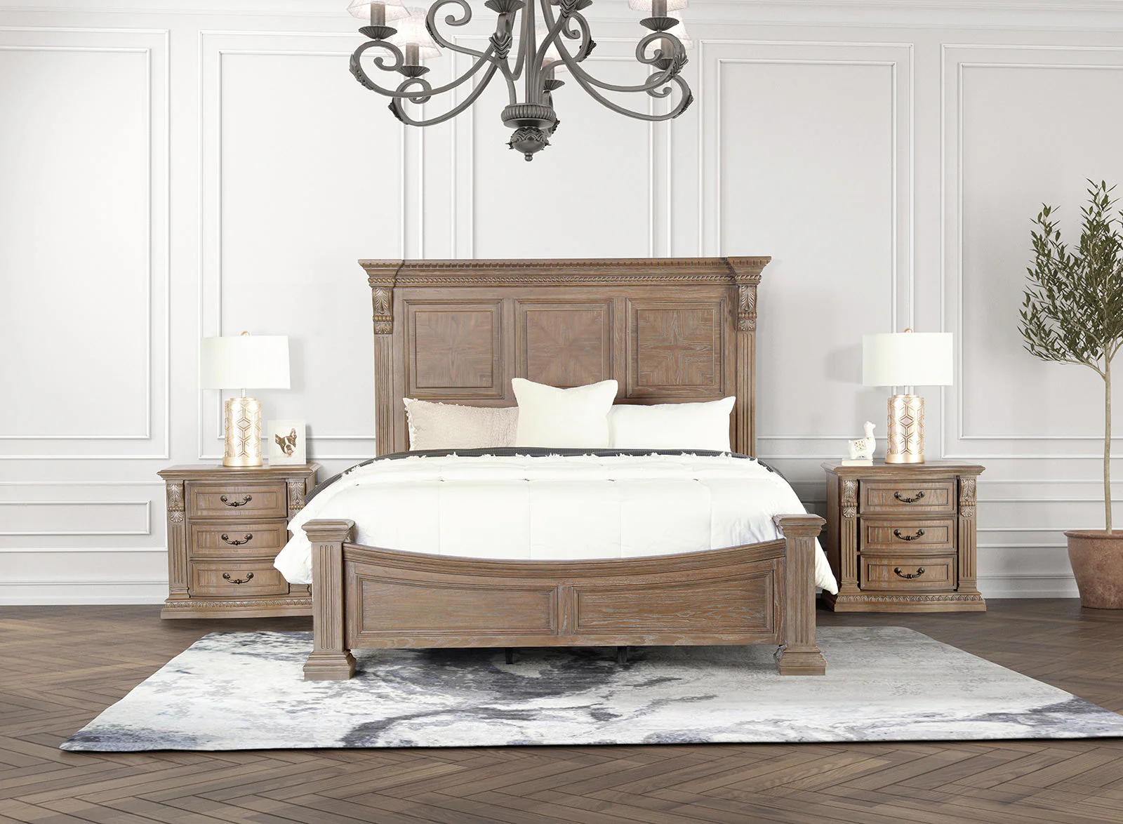 Seven Oaks Weathered Oak Queen Bed