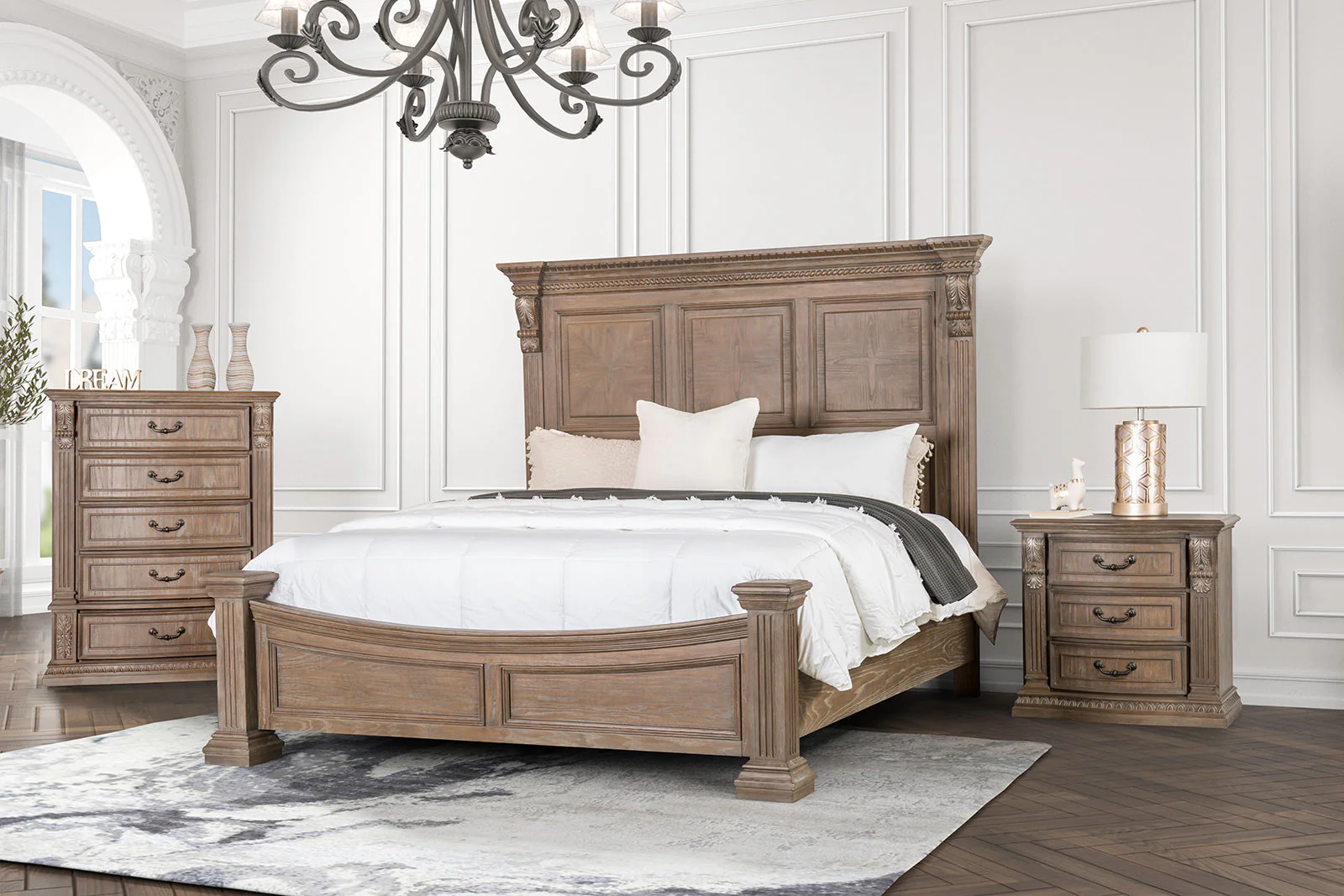 Seven Oaks Weathered Oak Queen Bed - Image 4