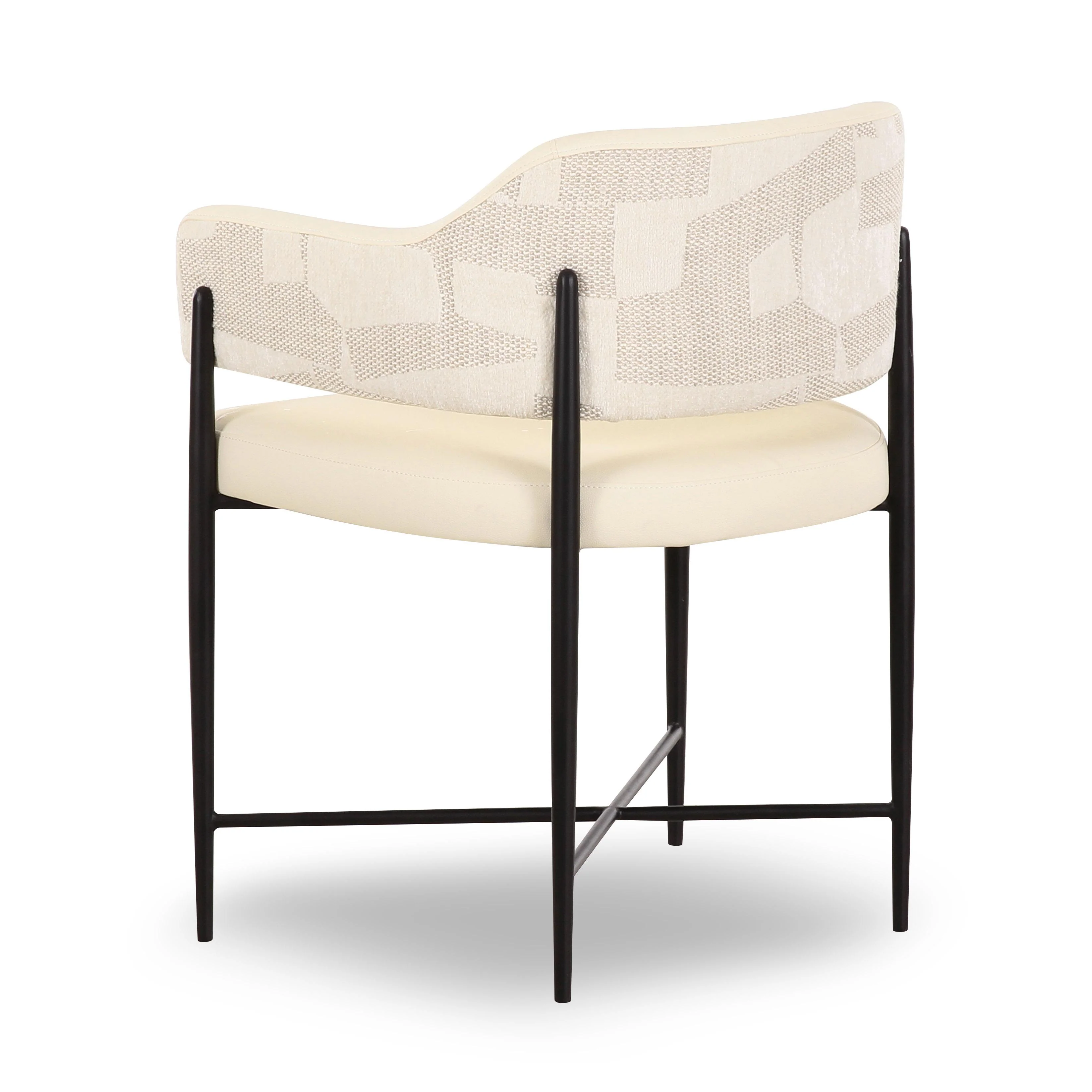 Sezanne Cream Vegan Leather and 2-Tone Jacquard Dining Chair - Image 4