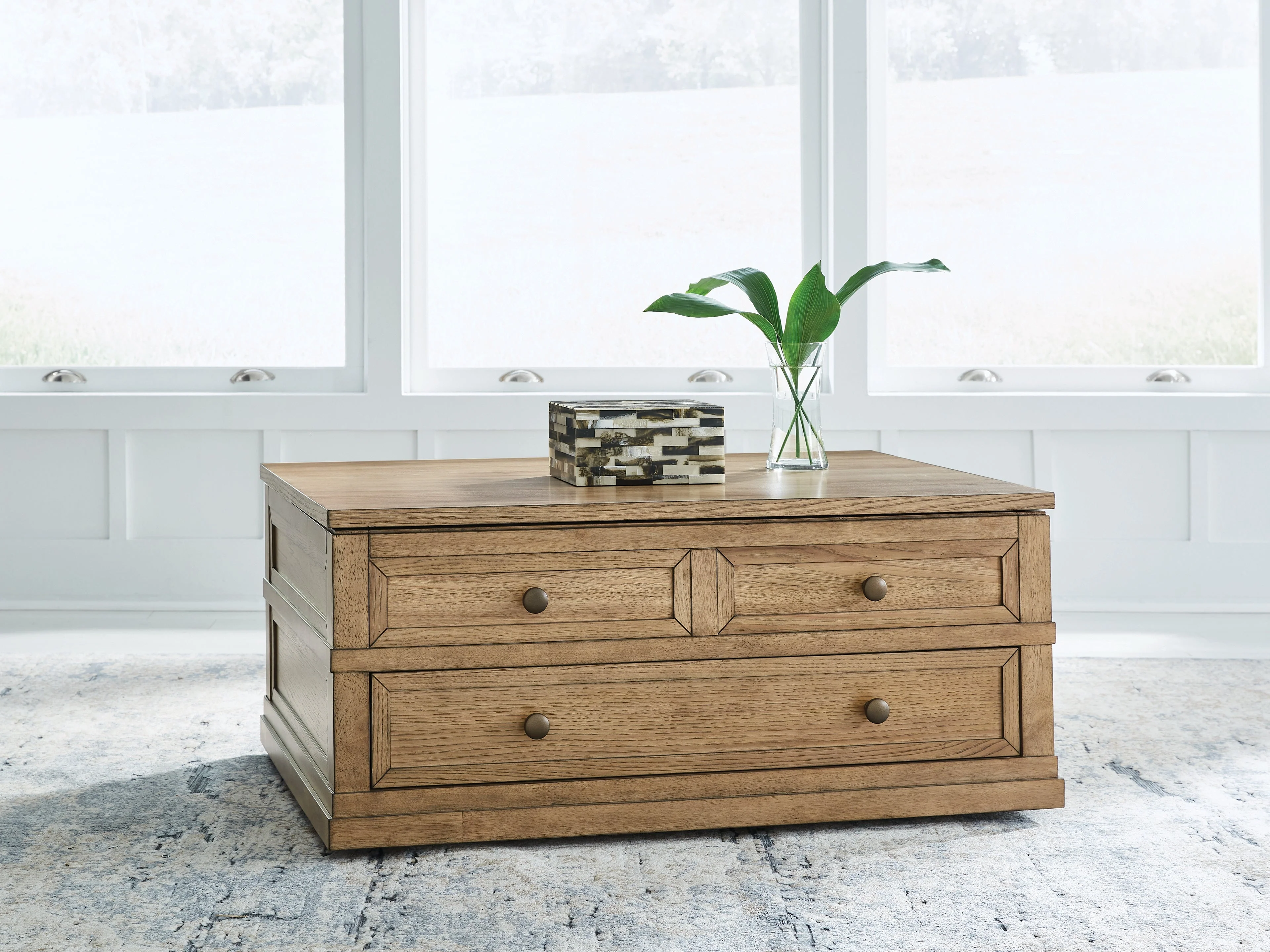 Sharlance Light Brown Lift-Top Coffee Table - Image 11