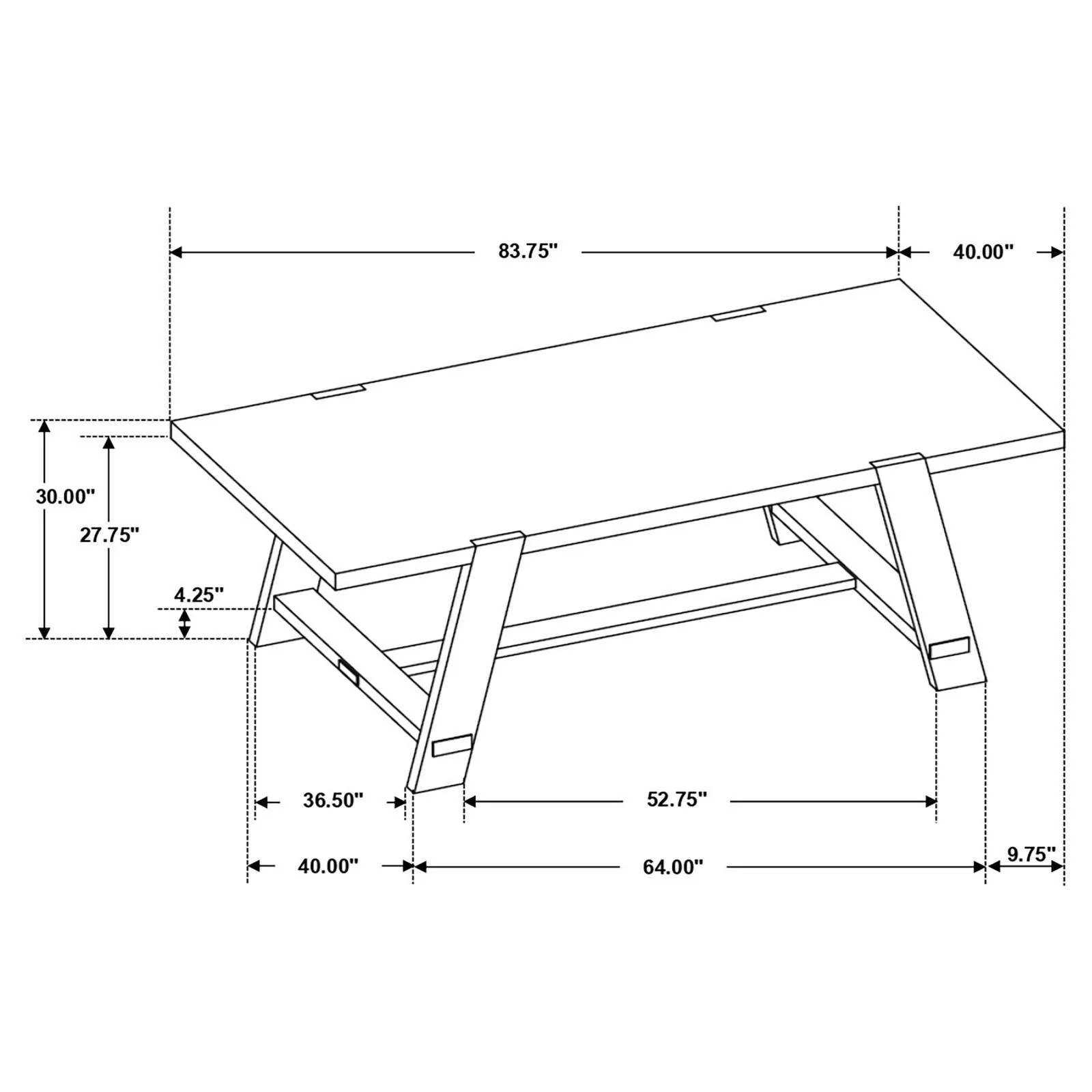 Sharon Blue/Brown 7-Piece Rectangular Trestle Base Dining Set - Image 10