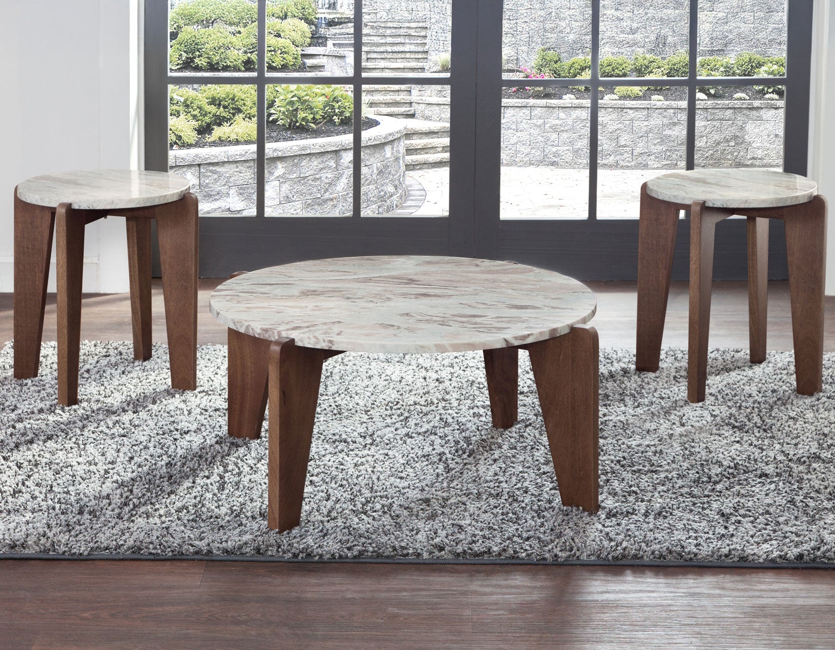 Shavon 32″ Toronto Brown Round Marble Coffee Table - Image 9