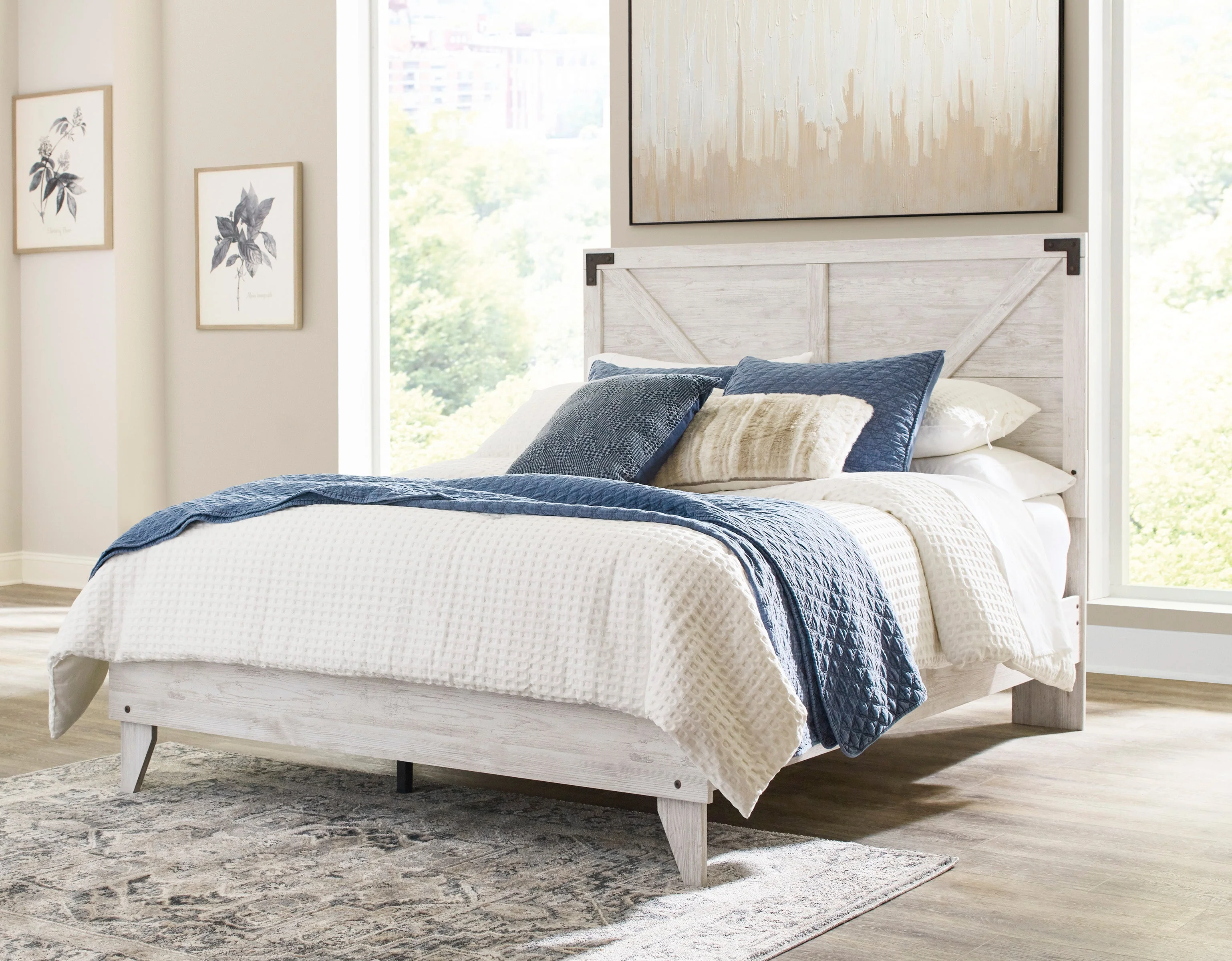 Shawburn Whitewash Crossbuck/Charcoal Gray Platform Bedroom Set - Image 7
