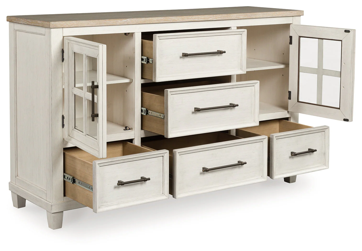 Shaybrock Antique White/Brown Dresser - Image 2