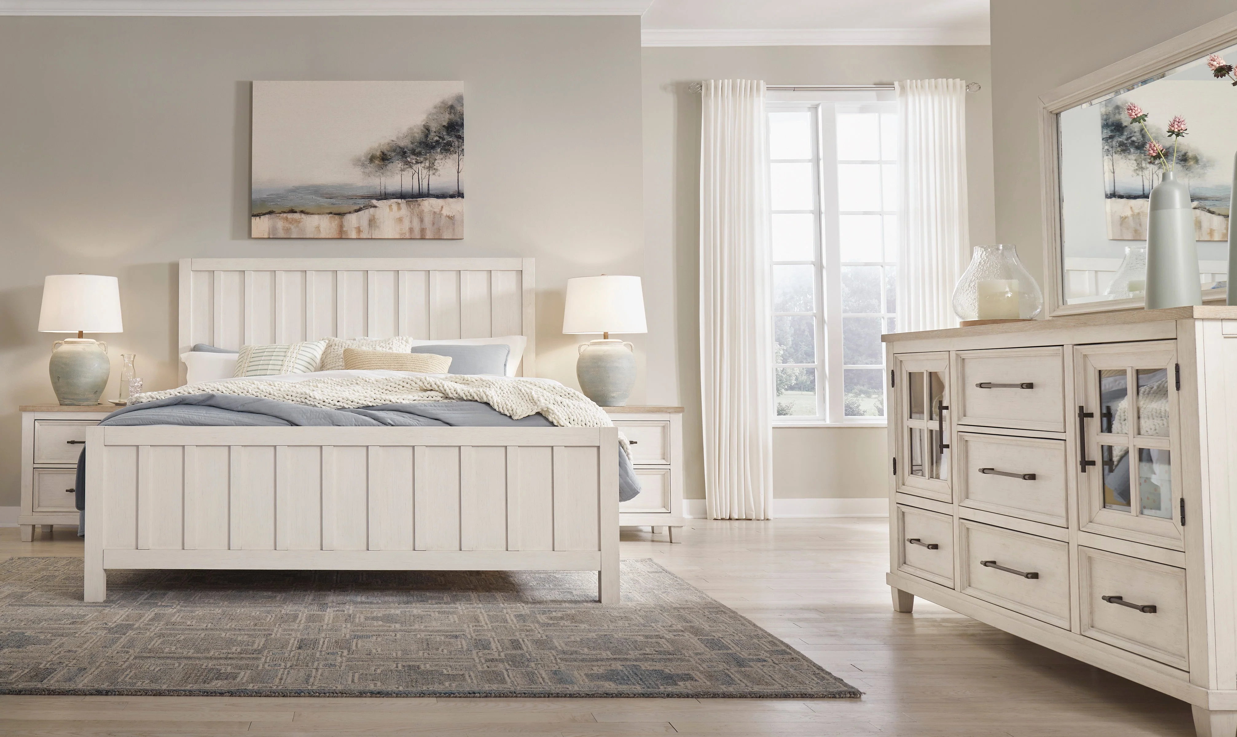 Shaybrock Antique White California King Panel Bed - Image 6