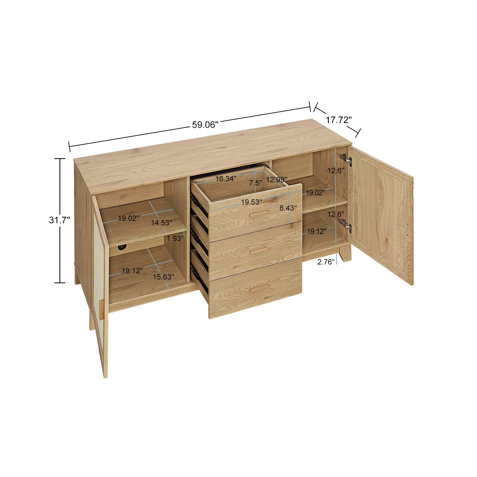 Sheridan 4-Piece Set: Bookcase, TV Stand, Sideboard, End Table in Nature - Image 12
