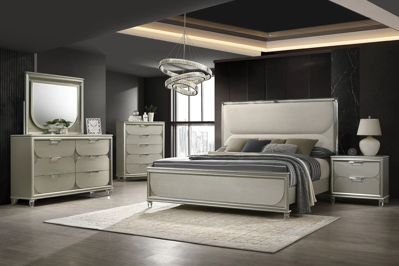 Sheridan Silver, Dark Walnut/White Queen Bed - Image 2