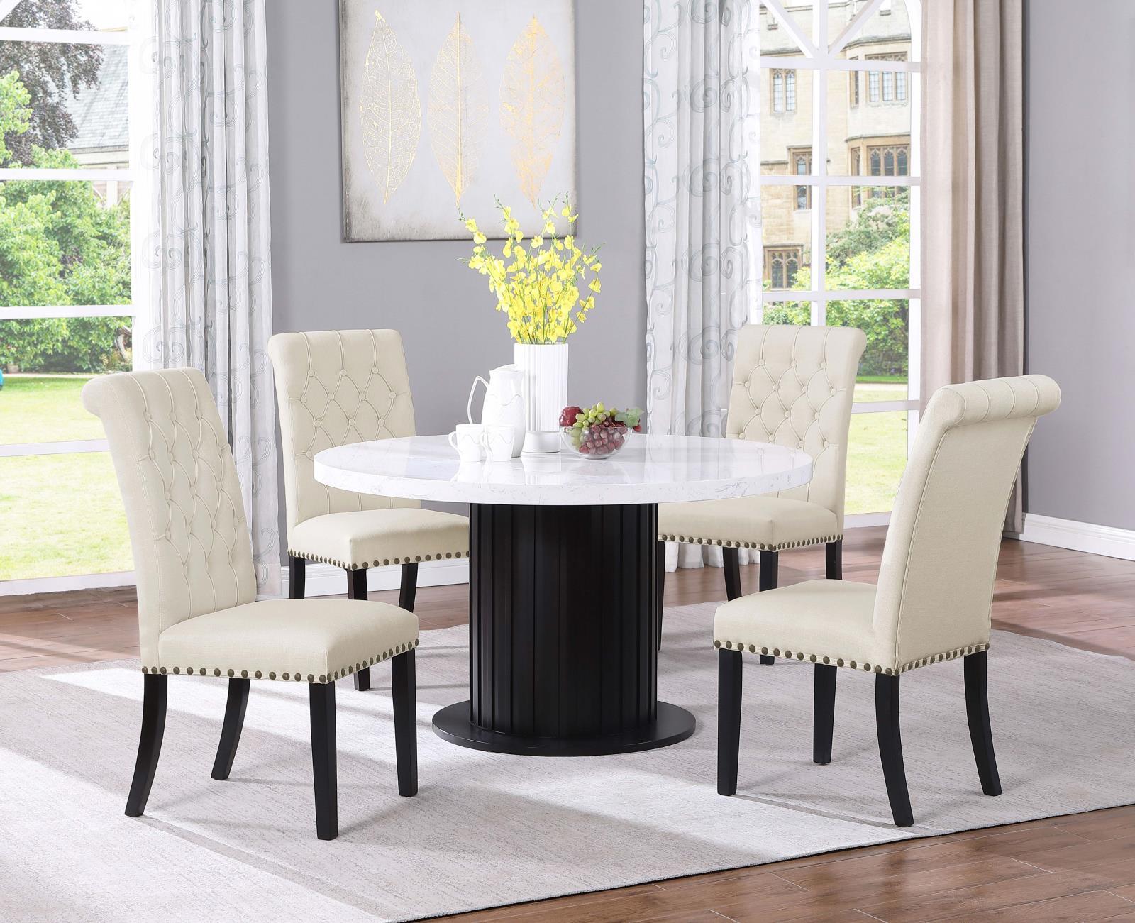 Sherry Rustic Espresso/White Round Dining Table - Image 9