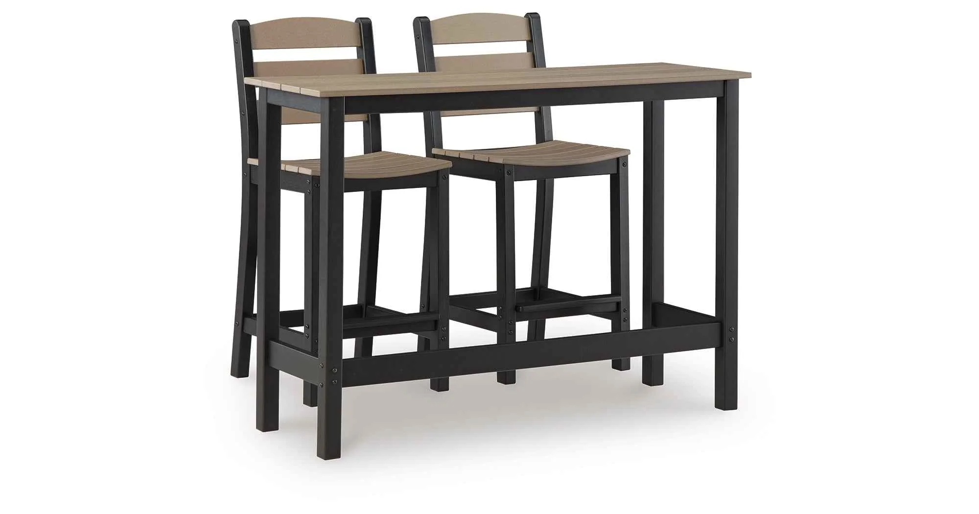 Shoreline Beach Black/Beige Outdoor Counter Table and 2 Barstools - Image 15