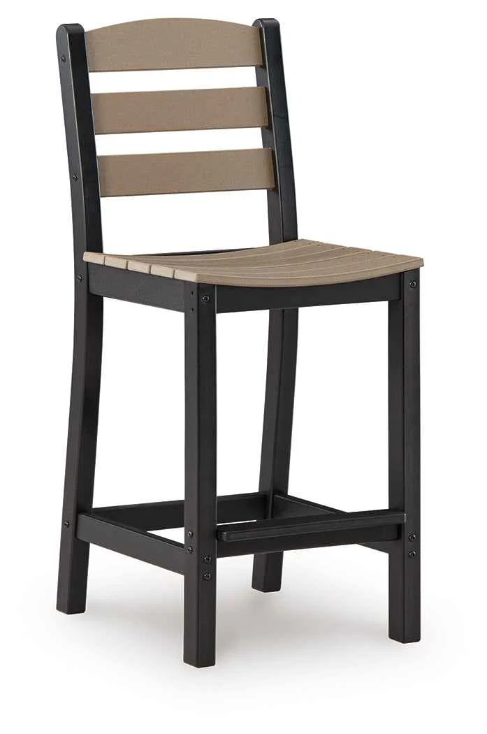 Shoreline Beach Black/Beige Outdoor Counter Table and 2 Barstools - Image 4