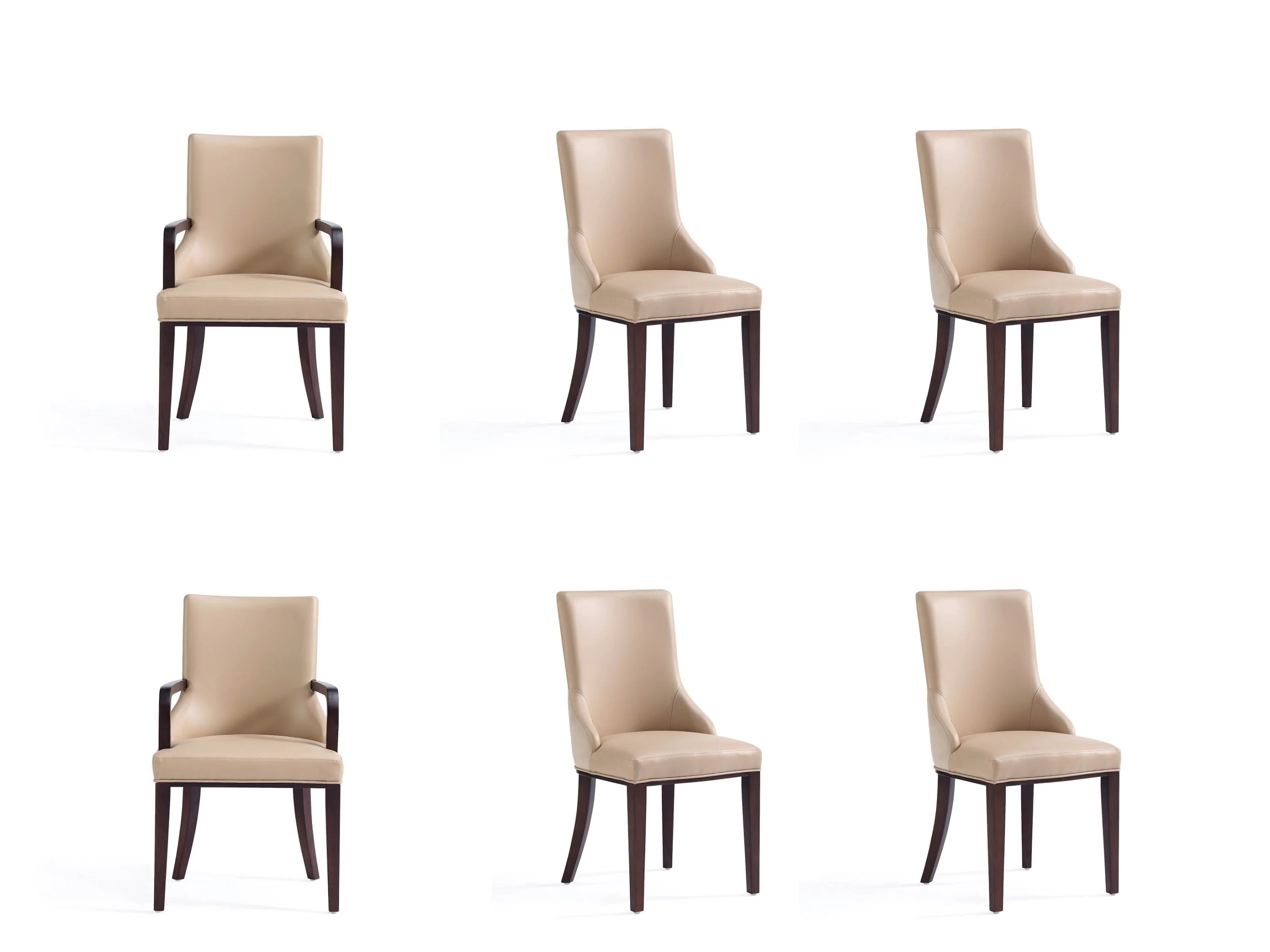 Shubert 6-Piece Faux Leather and Velvet Dining Chair Set in Tan
