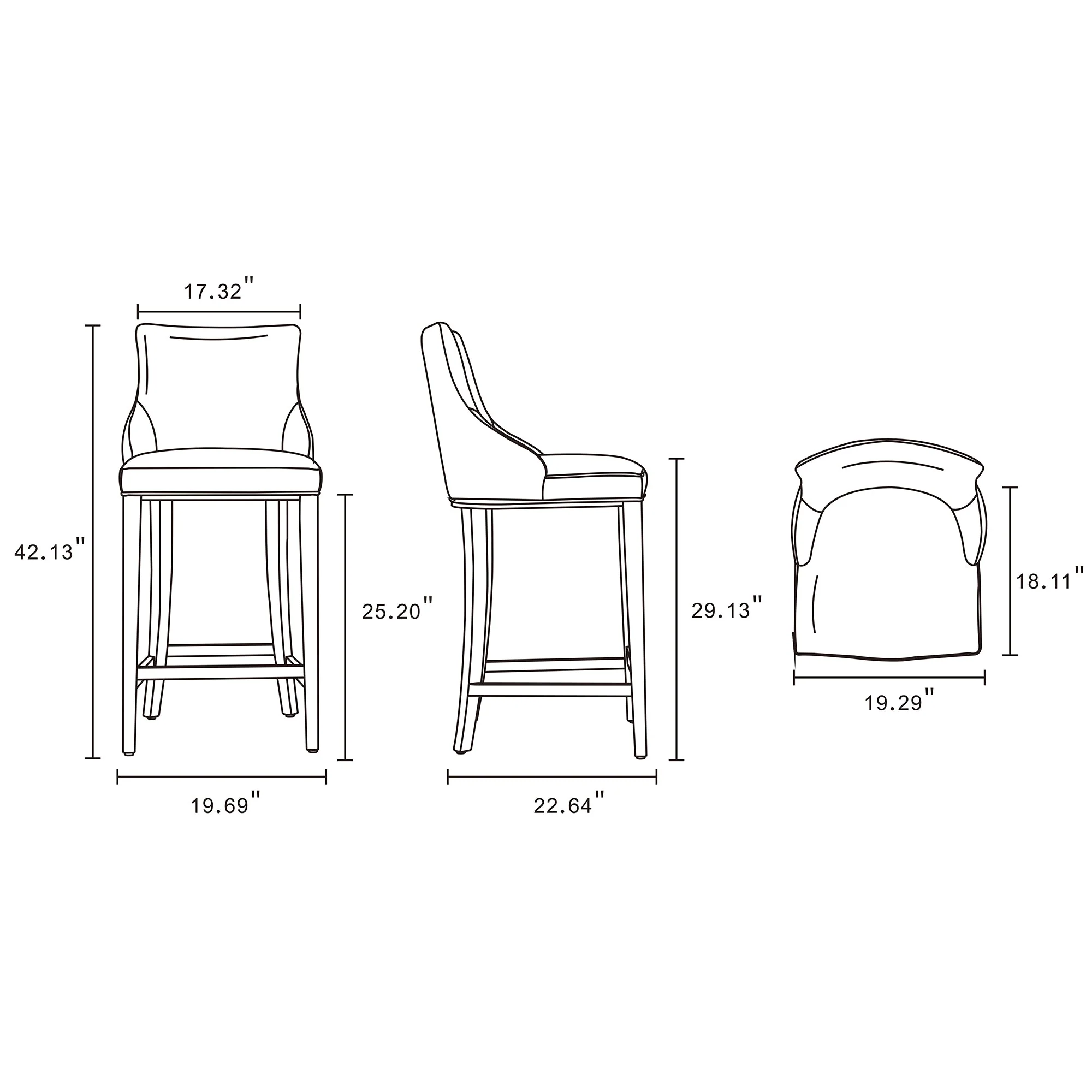Shubert Barstool in Light Grey (set of 2) - Image 3