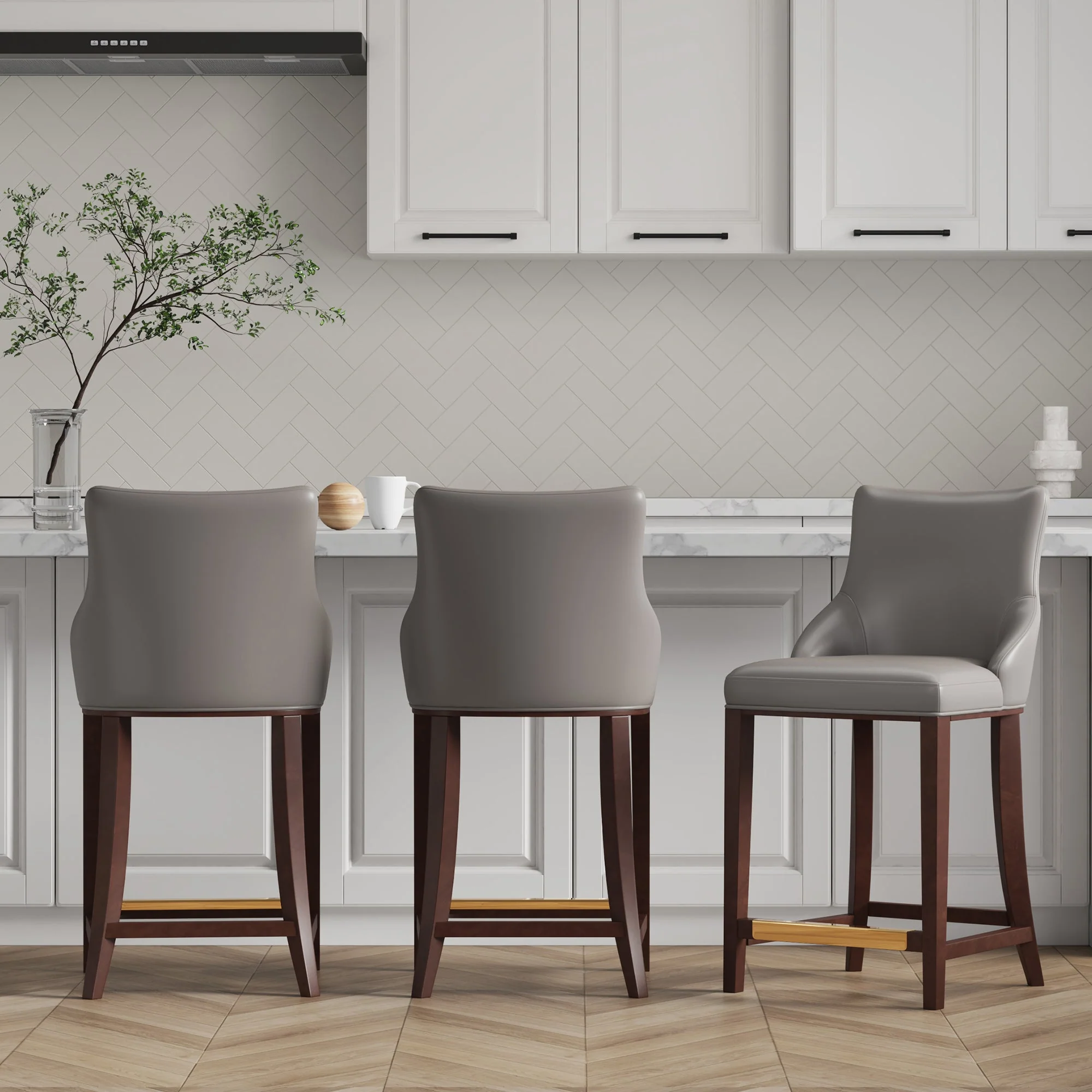 Shubert Counter Stool in Dark Taupe (set of 3) - Image 2