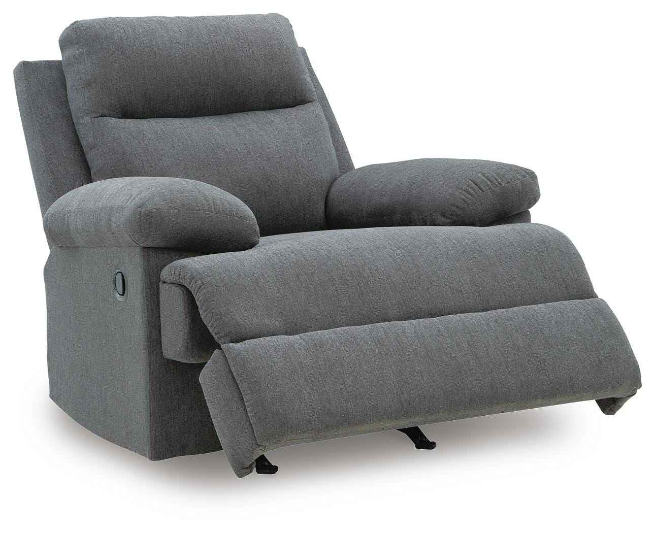 Side-Swipe Charcoal Reclining Sofa, Loveseat and Recliner - Image 4