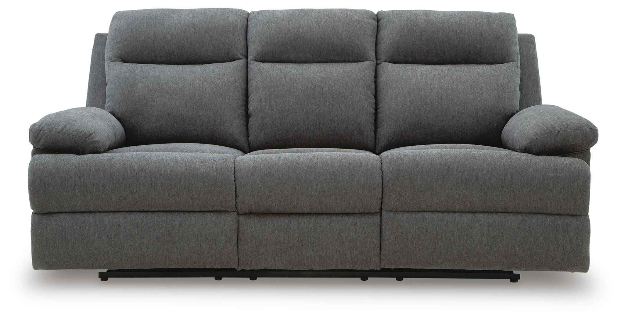 Side-Swipe Charcoal Reclining Sofa, Loveseat and Recliner - Image 9