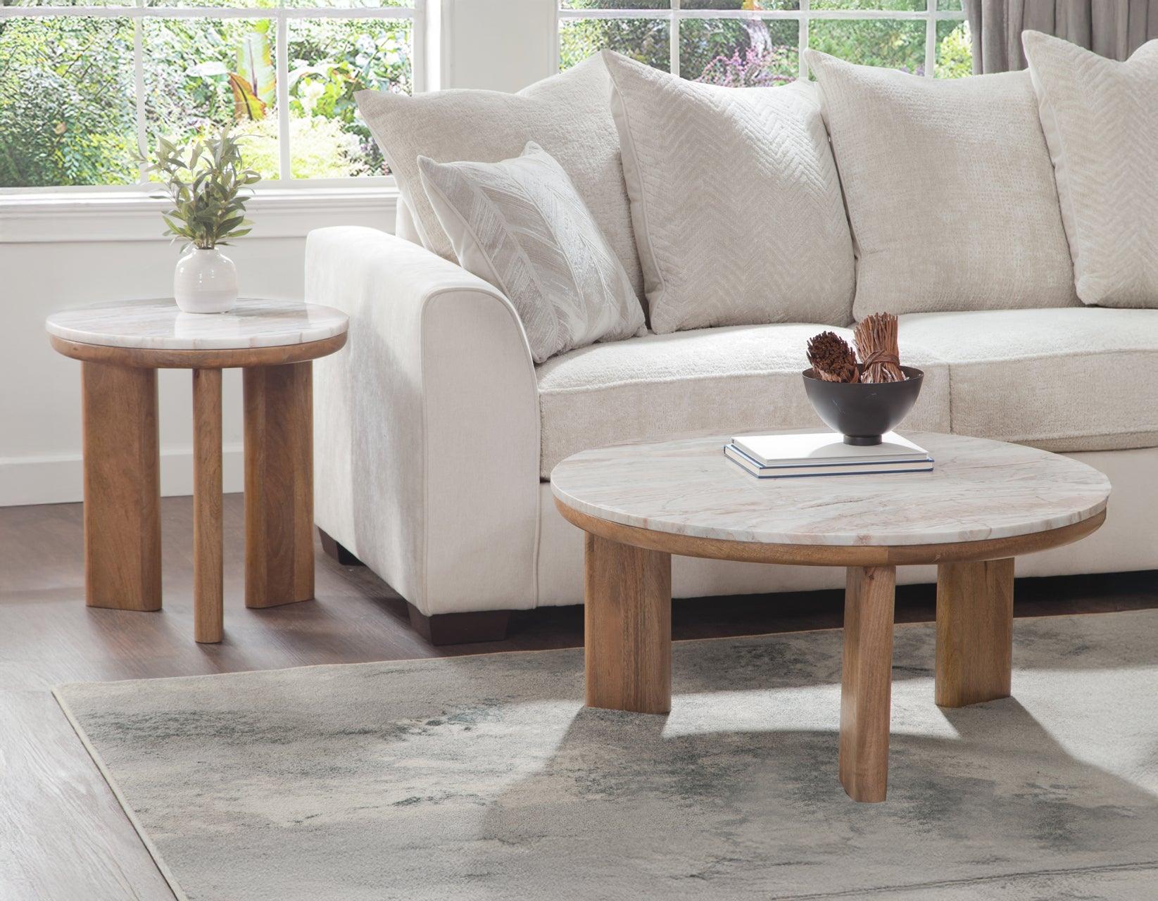 Sidney 3-Piece Round Toronto Brown Marble Top Table Set - Image 10