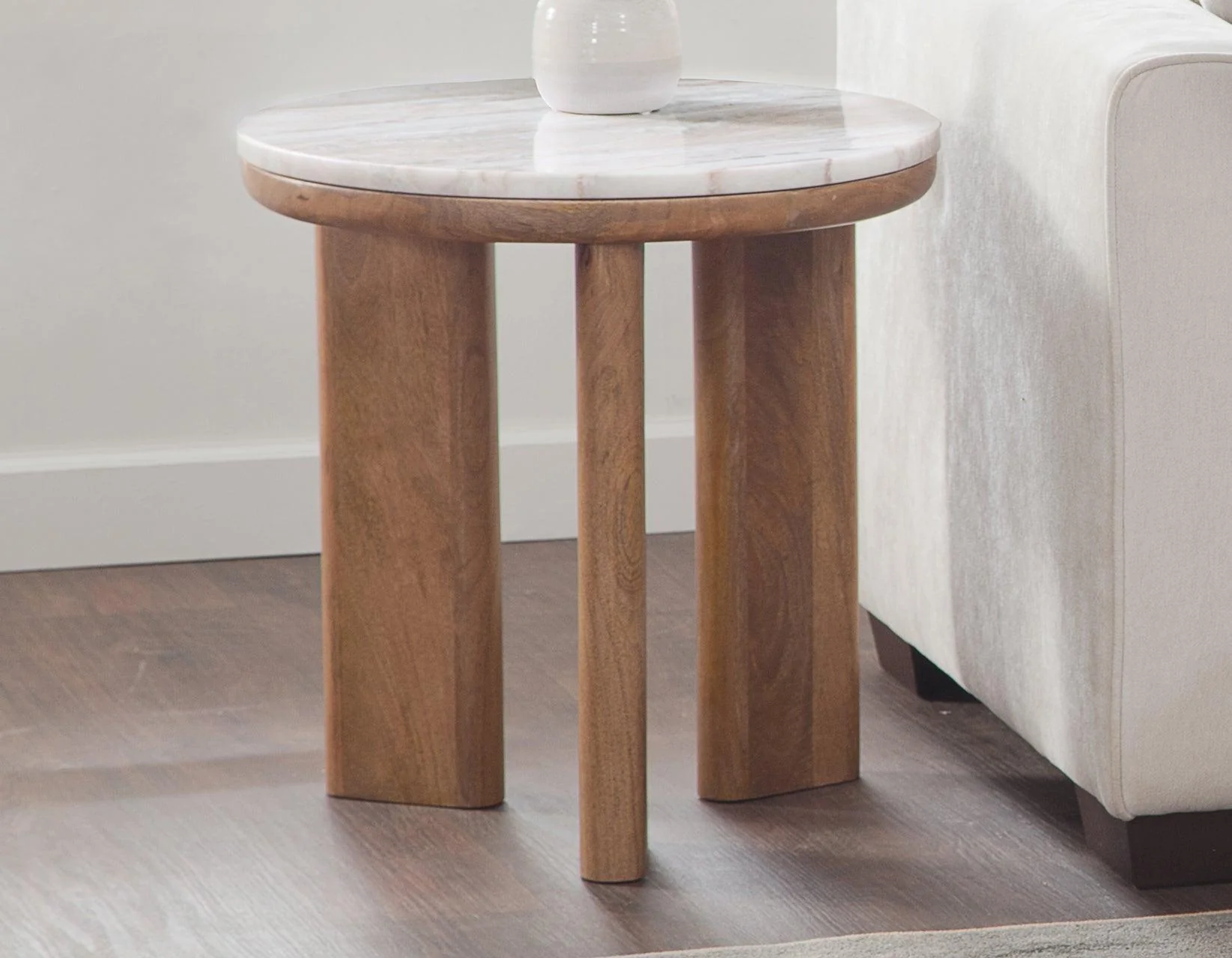 Sidney 3-Piece Round Toronto Brown Marble Top Table Set - Image 3