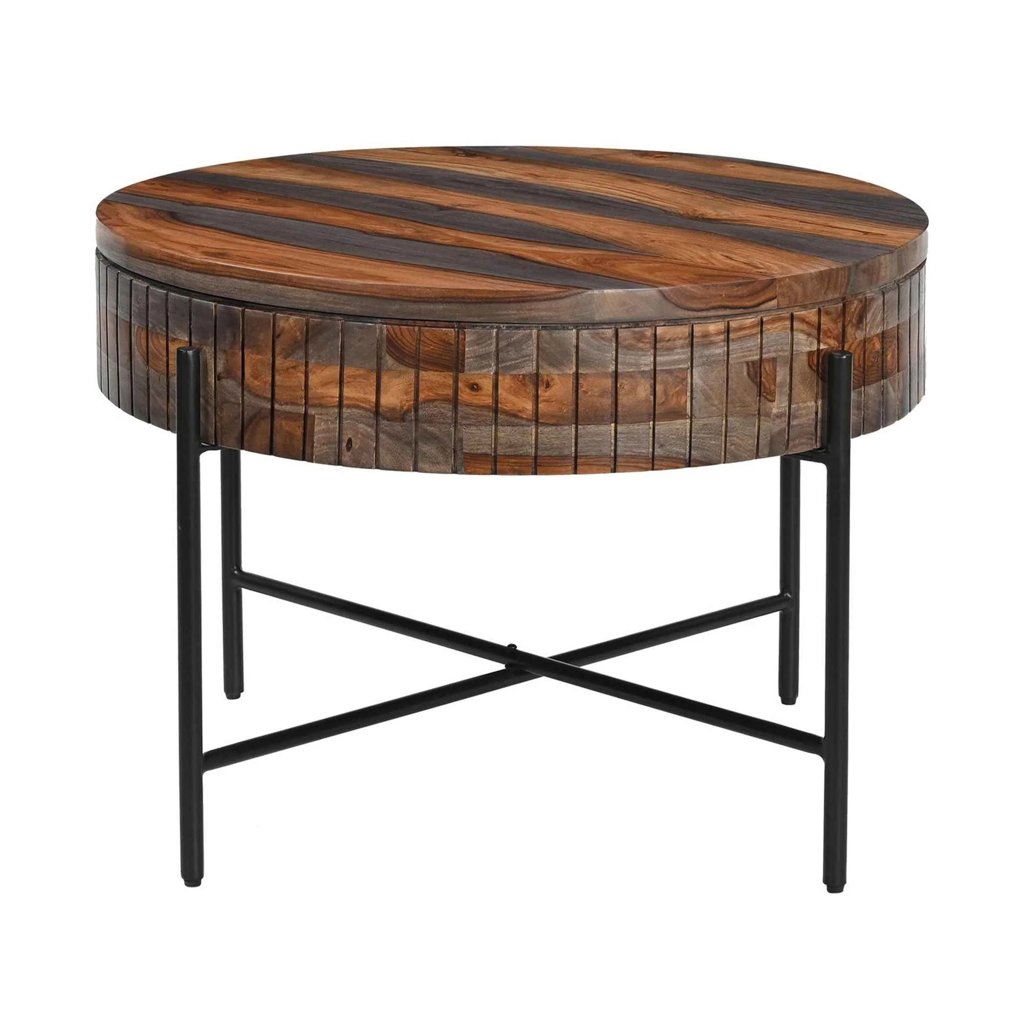 Sierraville 28" Round Coffee Table with Storage in Capri Sheesham - Image 2