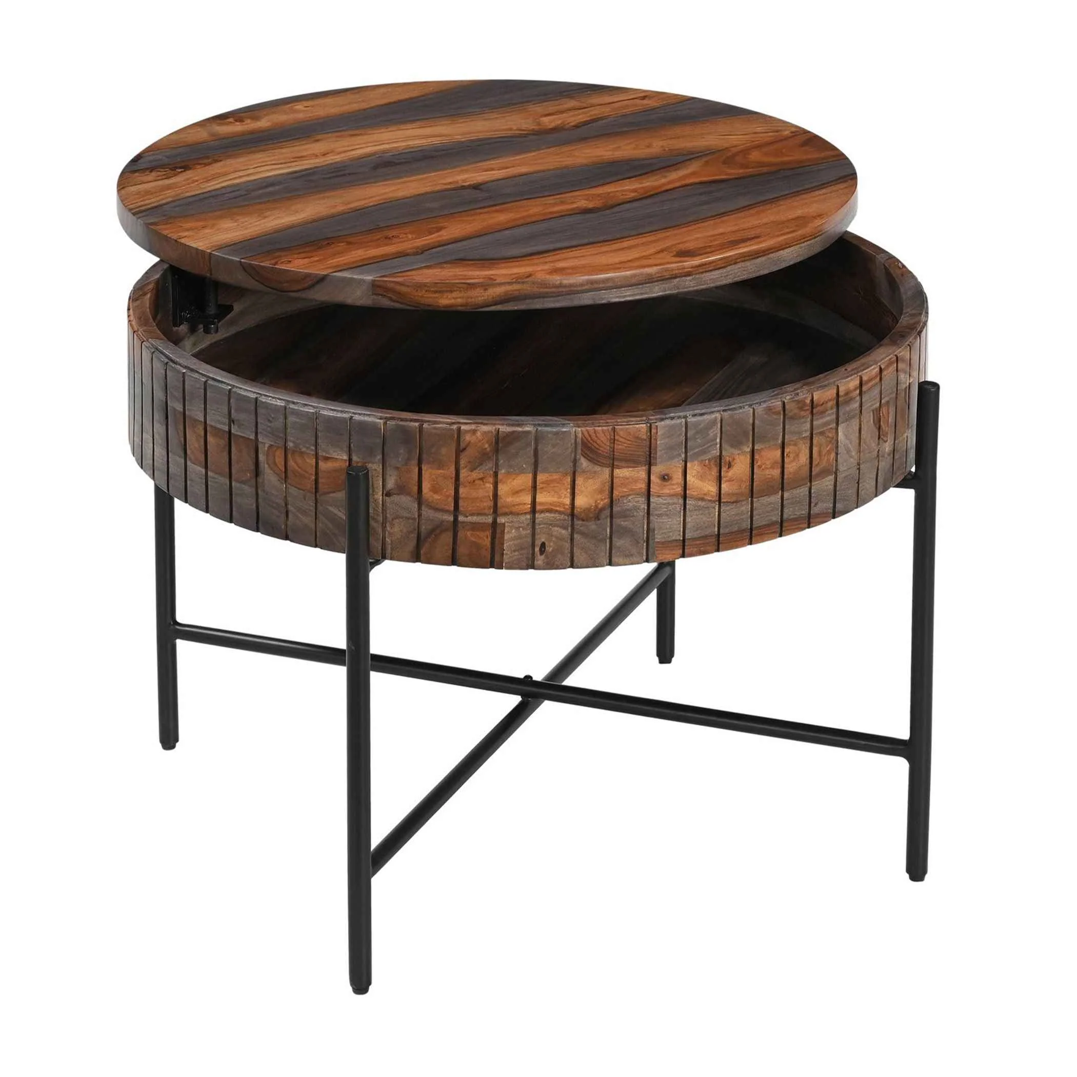 Sierraville 28" Round Coffee Table with Storage in Capri Sheesham - Image 3
