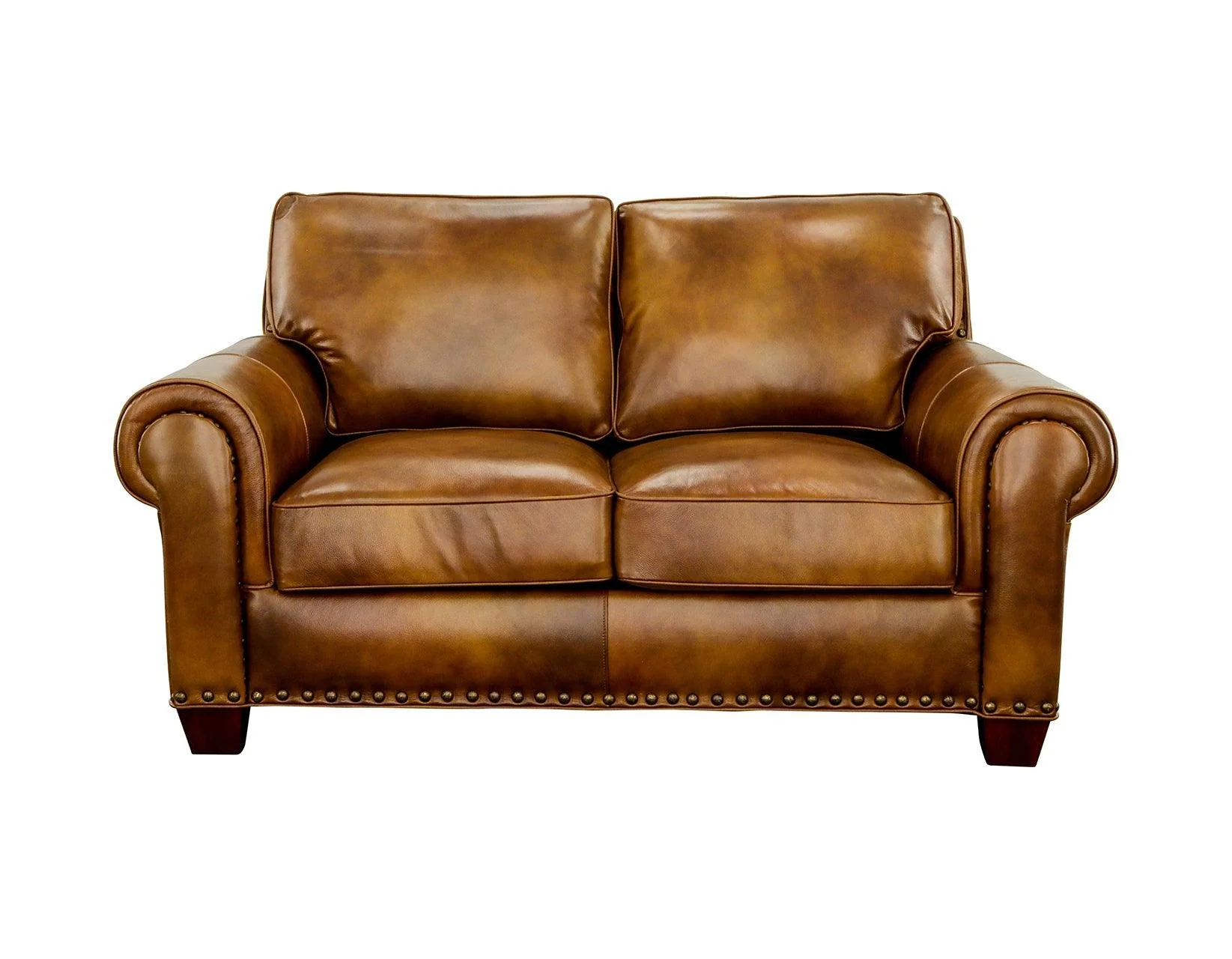 Silverado Camel Top-Grain Leather Loveseat - Image 2