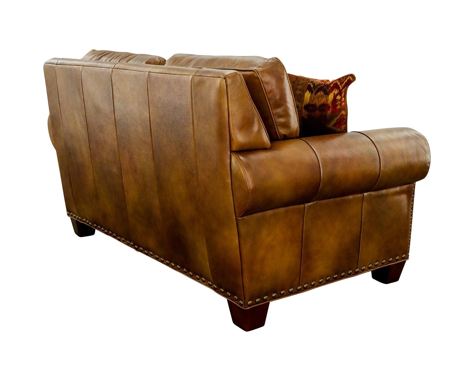 Silverado Camel Top-Grain Leather Loveseat - Image 5