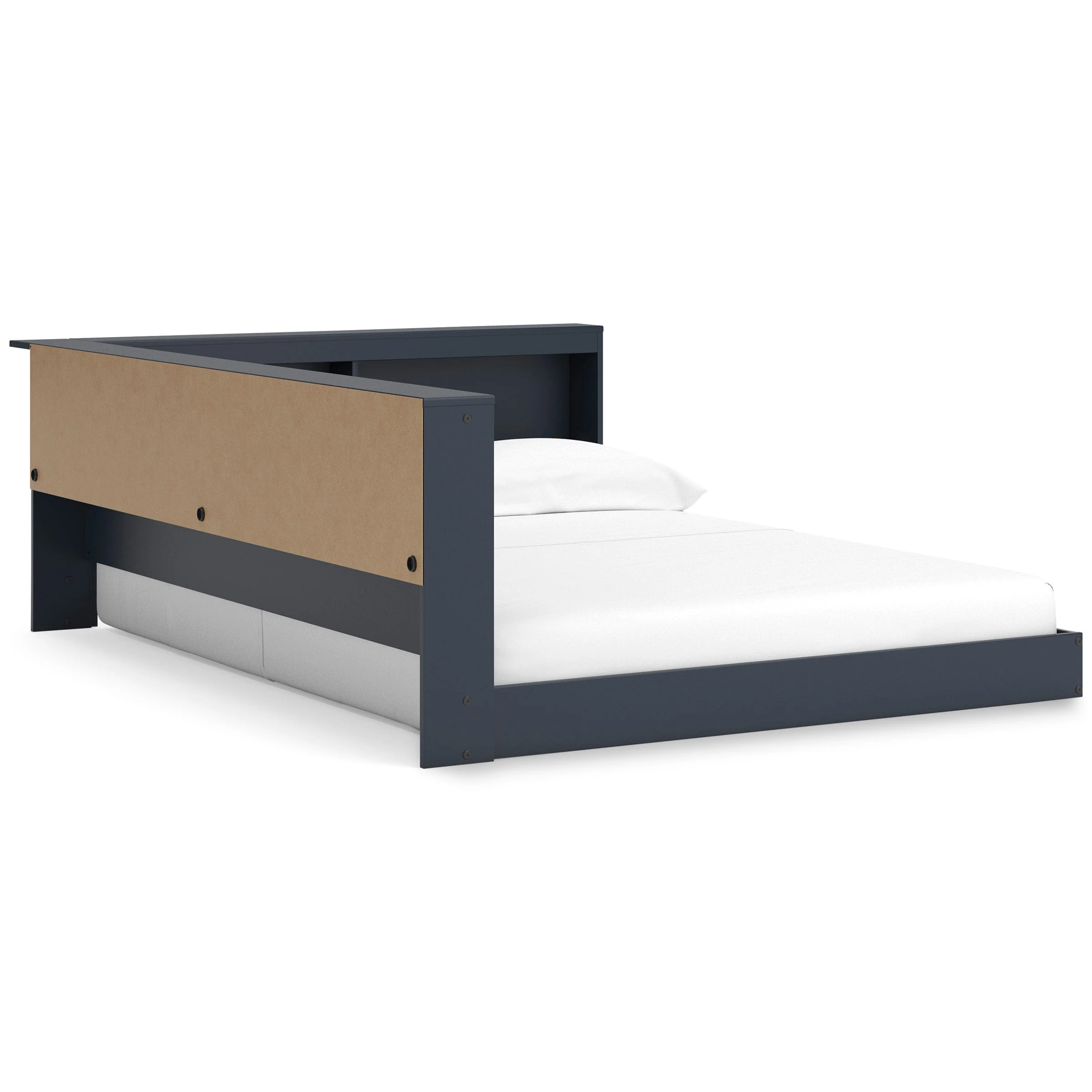 Simmenfort Navy Blue Full Bookcase Corner Storage Bed - Image 3