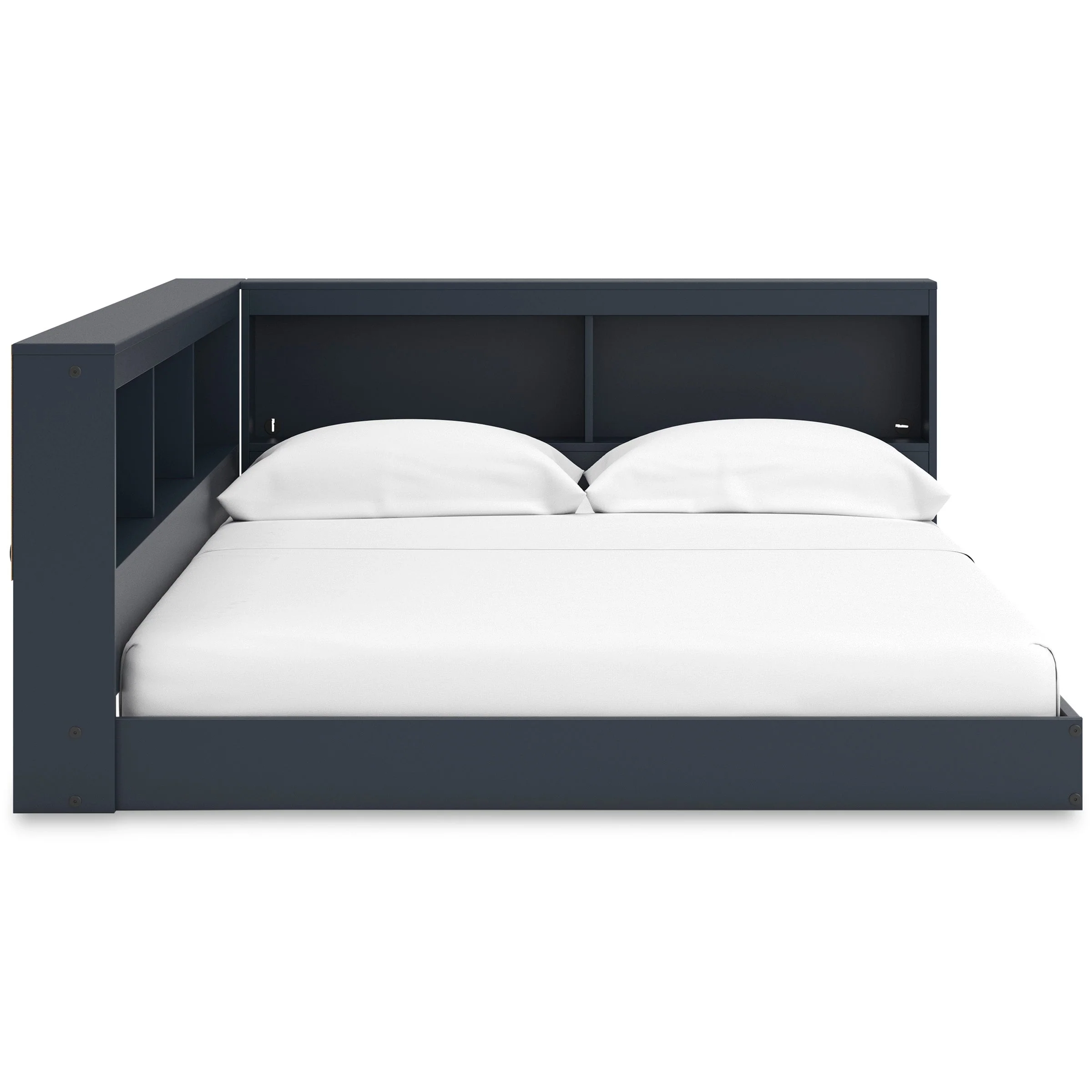 Simmenfort Navy Blue Full Bookcase Corner Storage Bed - Image 6