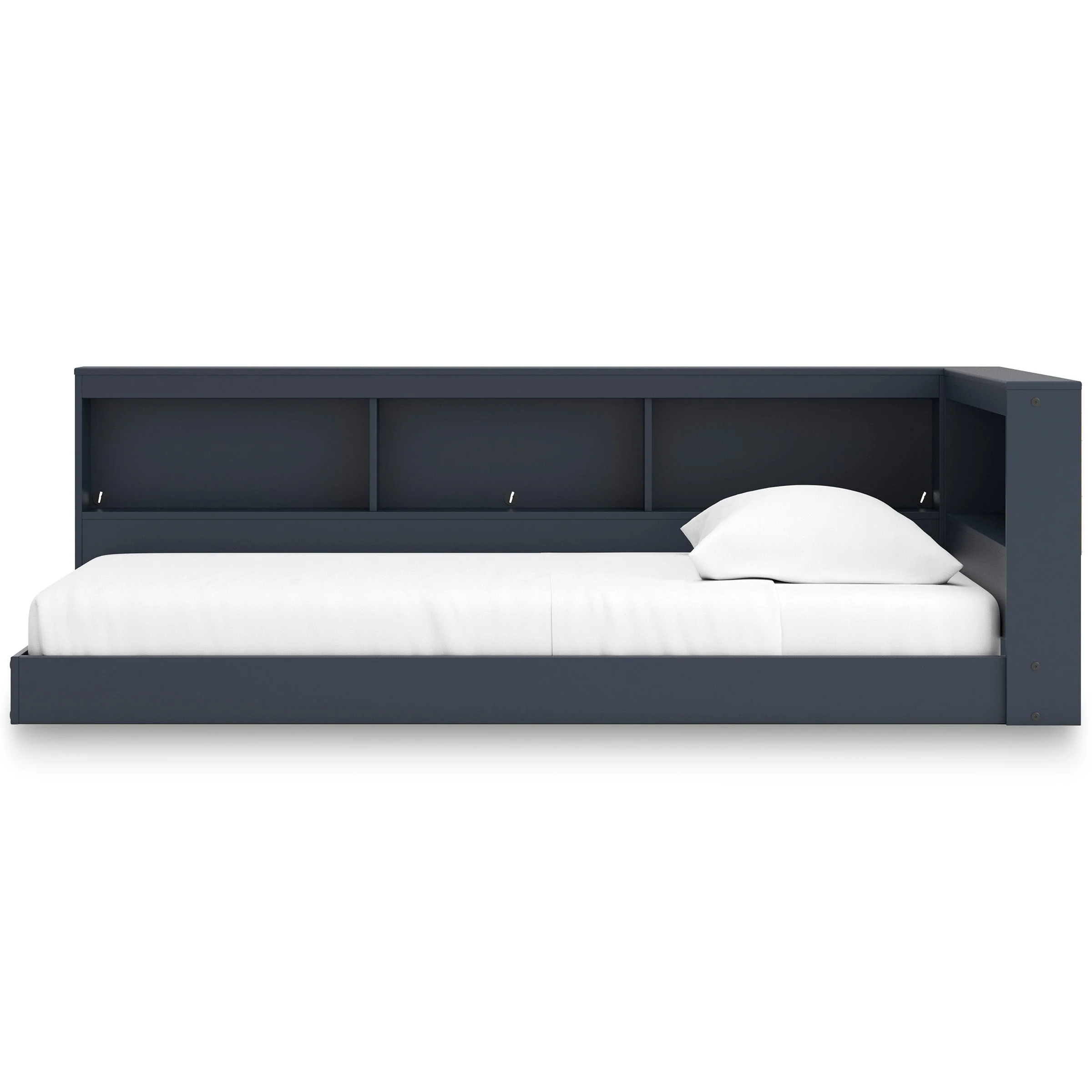 Simmenfort Navy Blue Twin Bookcase Corner Storage Bed - Image 8