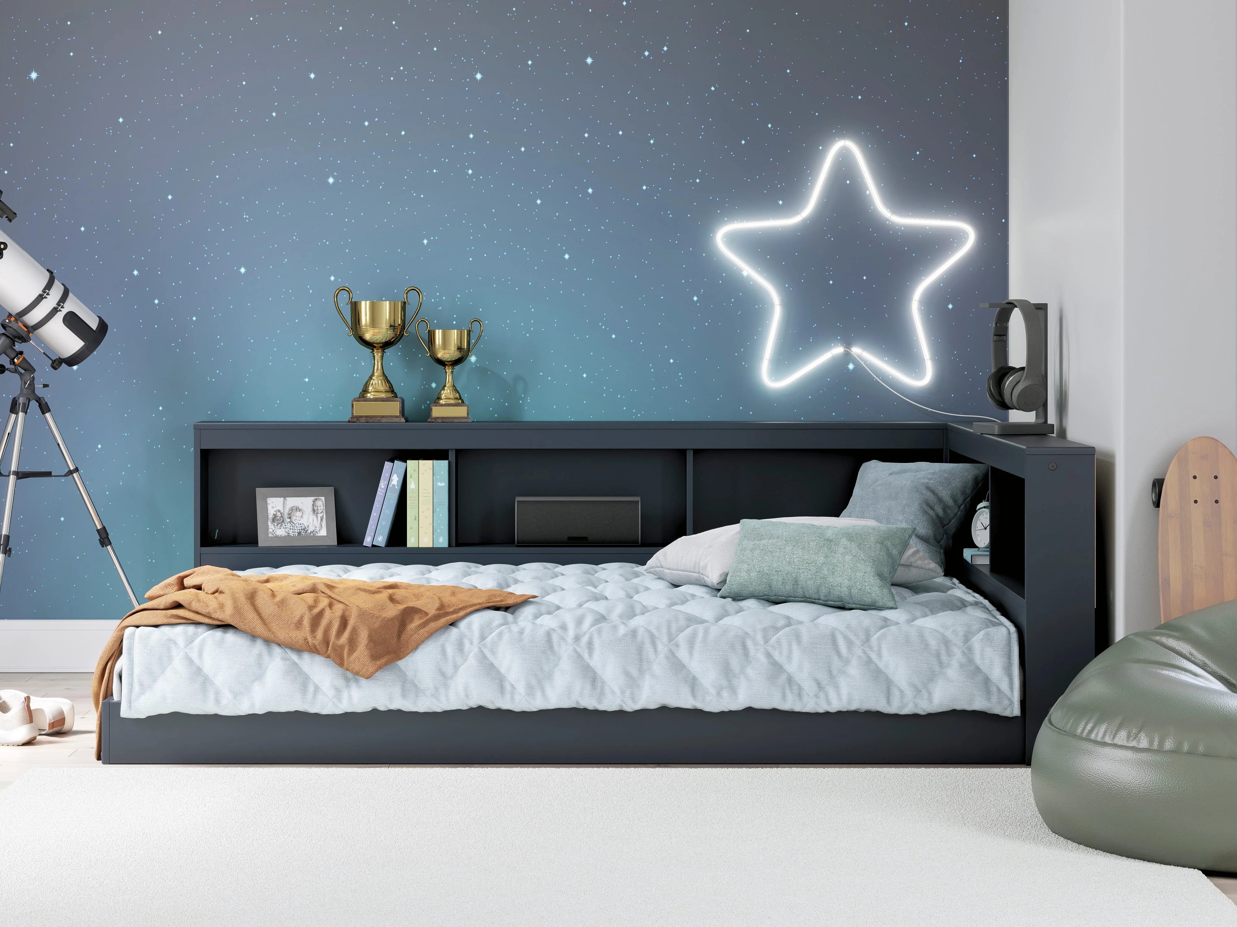 Simmenfort Navy Blue Youth Bookcase Storage Bedroom Set - Image 2
